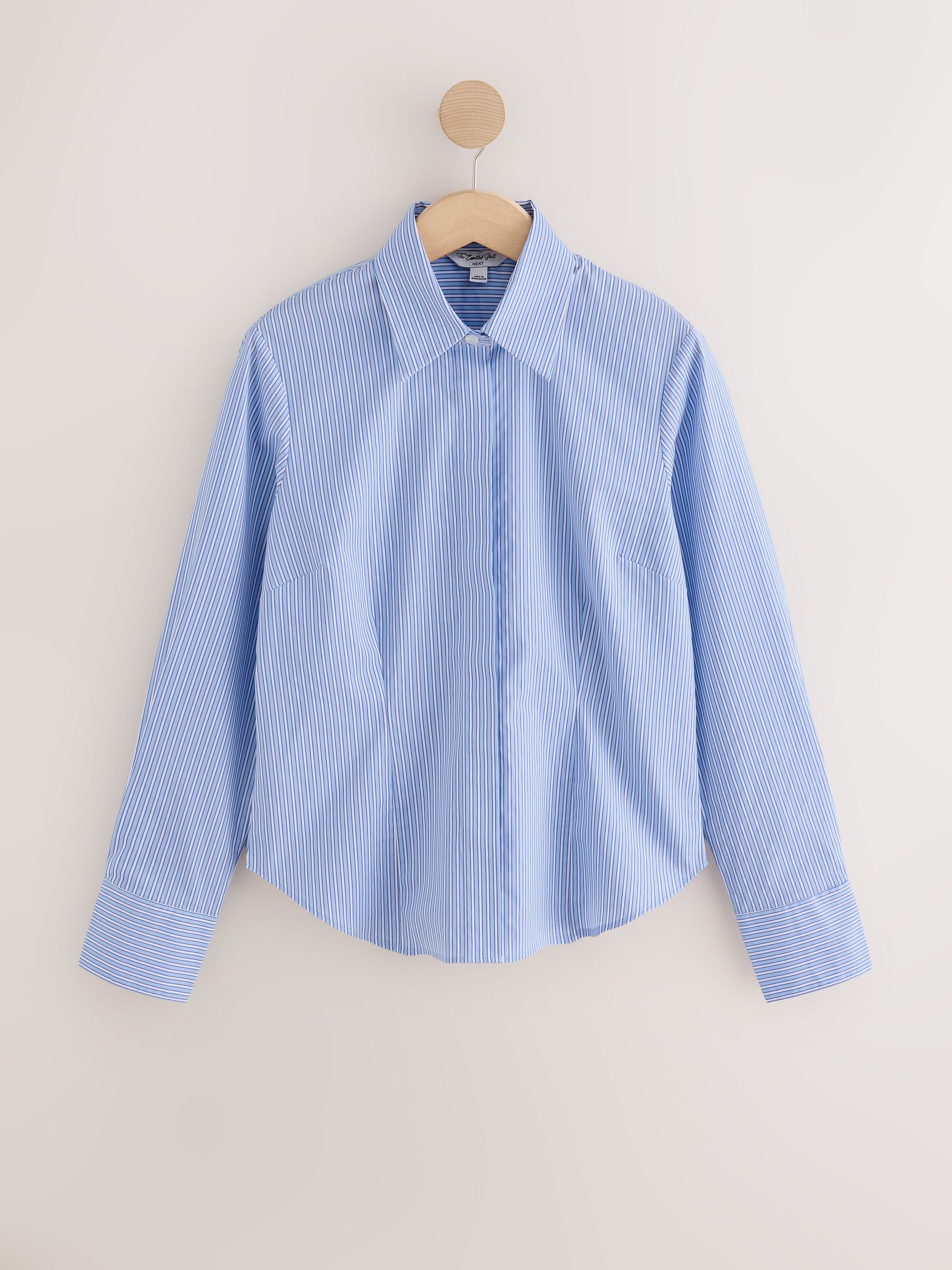 Fitted Stretch Essential Long Sleeve Shirt - Blue/White Stripe - Regular - SIP Still Life