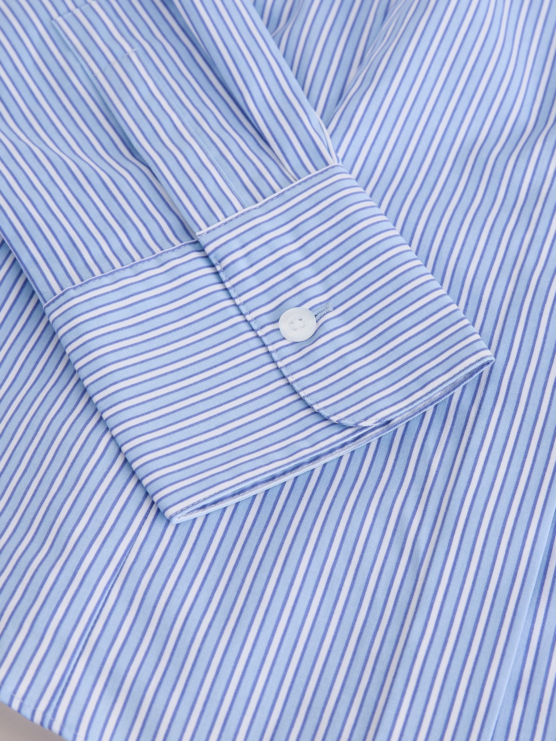 Fitted Stretch Essential Long Sleeve Shirt - Blue/White Stripe - Regular - SIP Still Life