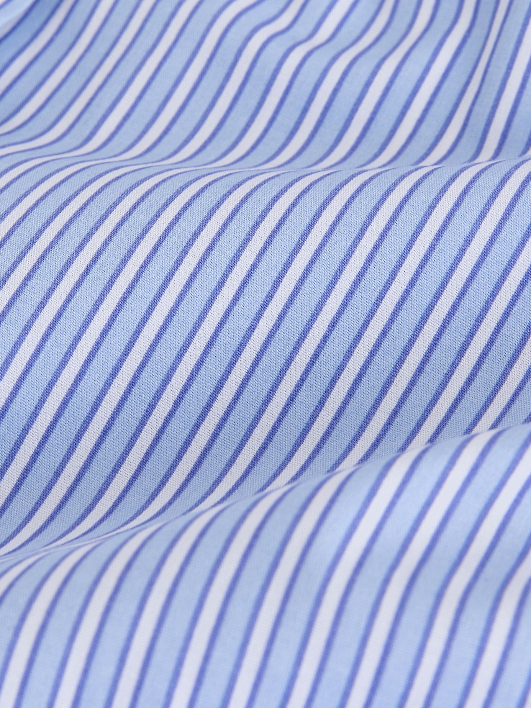 Fitted Stretch Essential Long Sleeve Shirt - Blue/White Stripe - Regular - SIP Still Life