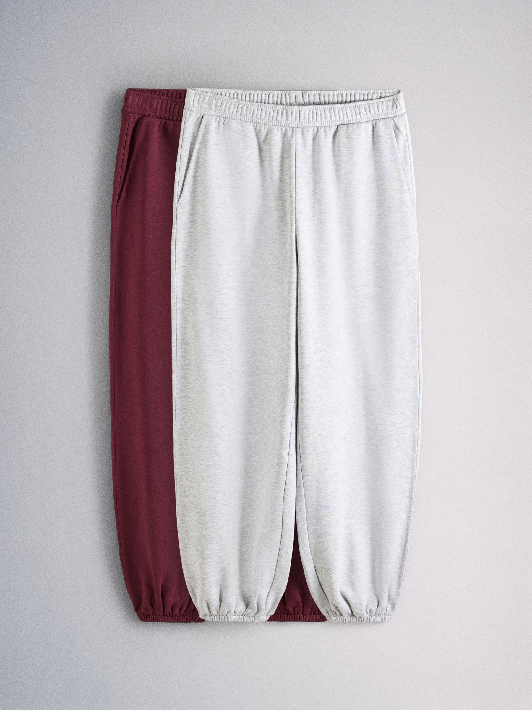 The Set 2 Pack Fold Over Waistband Joggers - Berry/Grey Marl - Regular - SIP Still Life