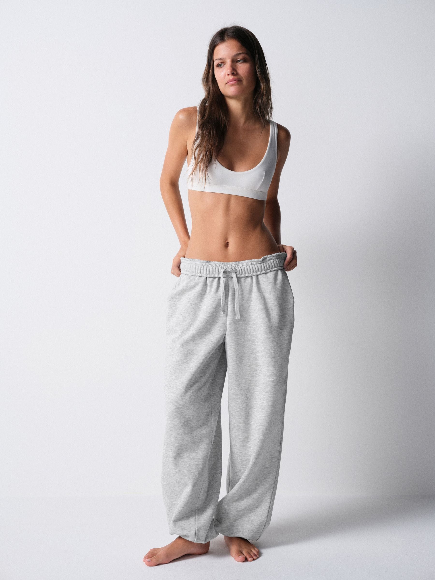 The Set 2 Pack Fold Over Waistband Joggers - Berry/Grey Marl - Regular - SIP Worn