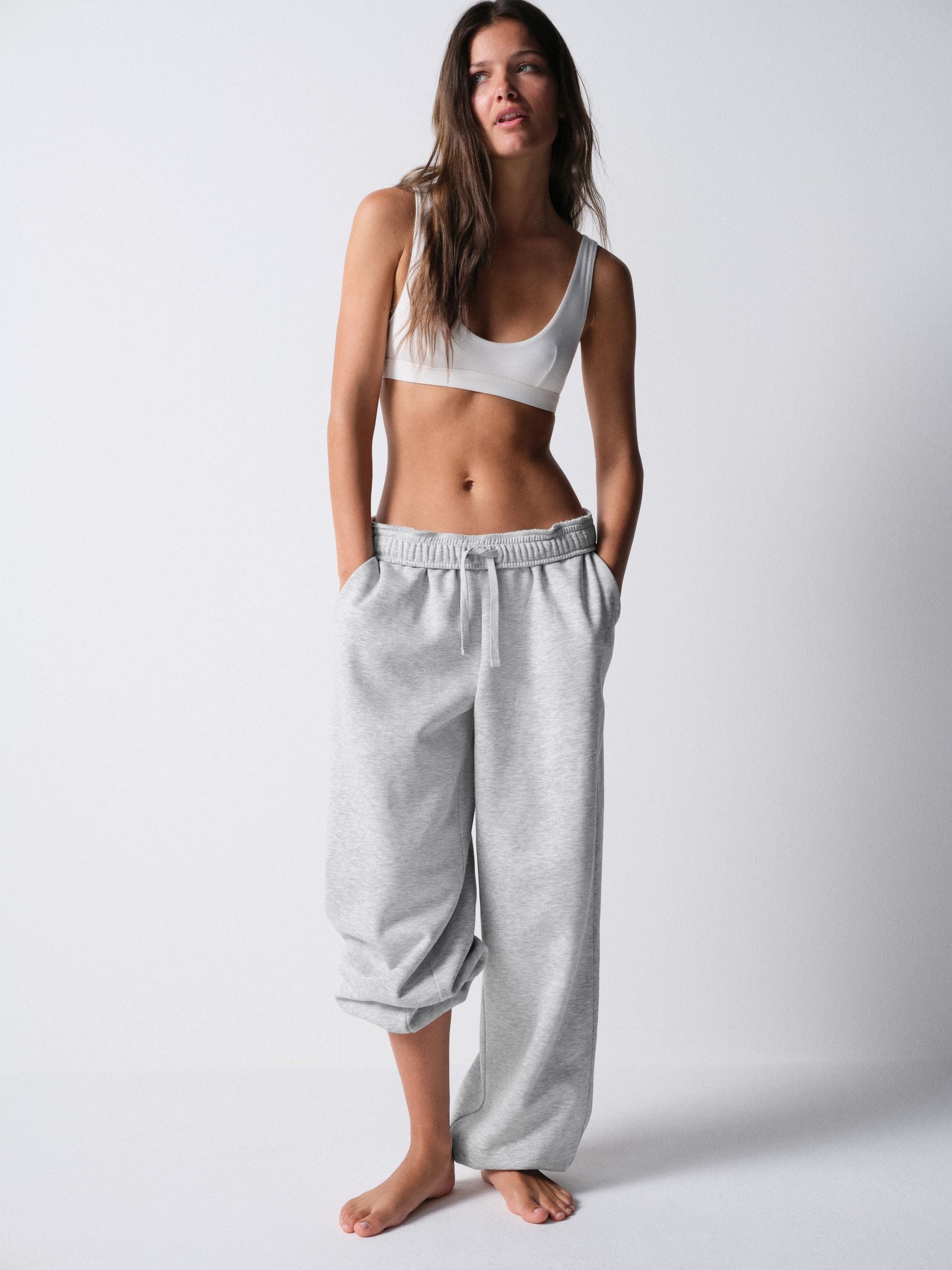 The Set 2 Pack Fold Over Waistband Joggers - Berry/Grey Marl - Regular - SIP Worn
