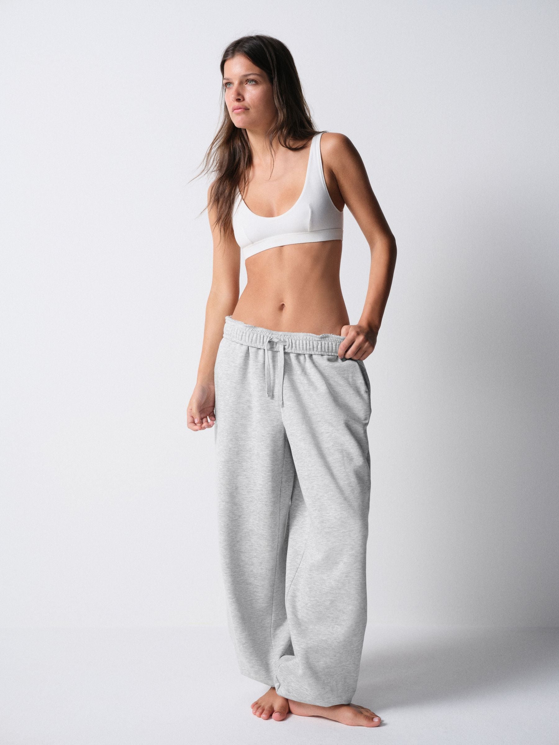 The Set 2 Pack Fold Over Waistband Joggers - Berry/Grey Marl - Regular - SIP Worn