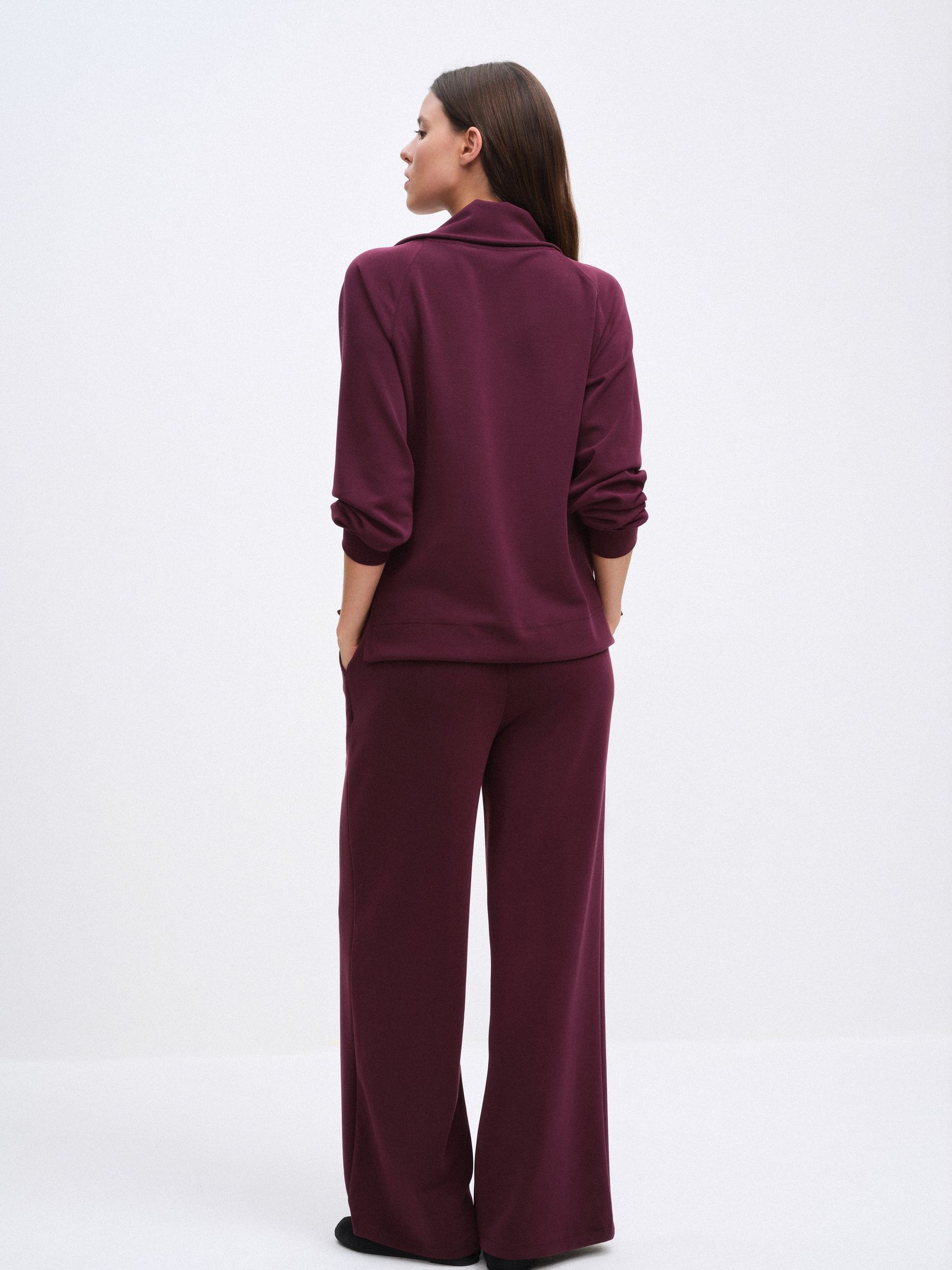 The Set Modal blend Half Zip Coord Loungewear Set - Burgundy Red - Regular - SIP Worn