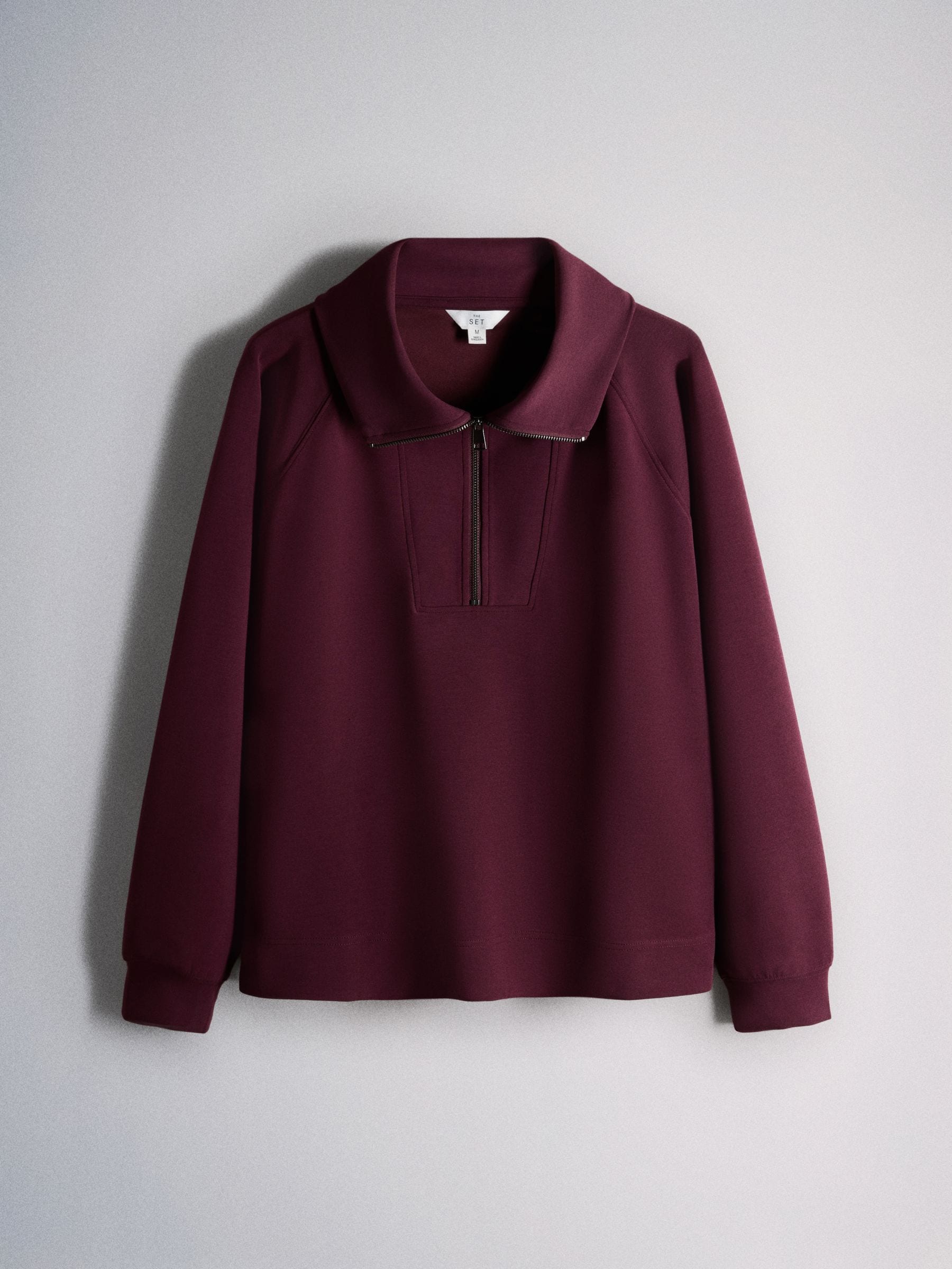 The Set Modal blend Half Zip Coord Loungewear Set - Burgundy Red - Regular - SIP Still Life