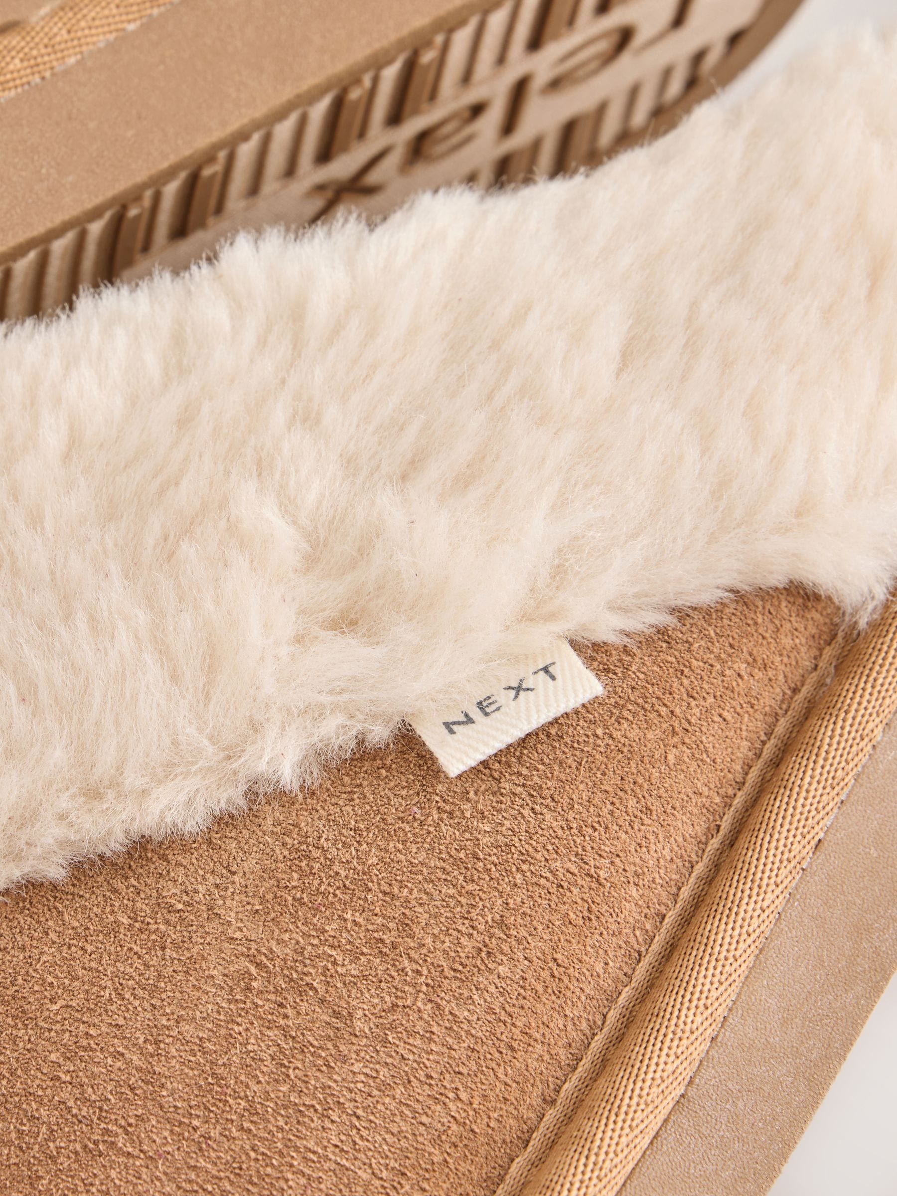 Faux Fur Lined Suede Mule Slippers - Tan Brown - Regular - SIP Still Life