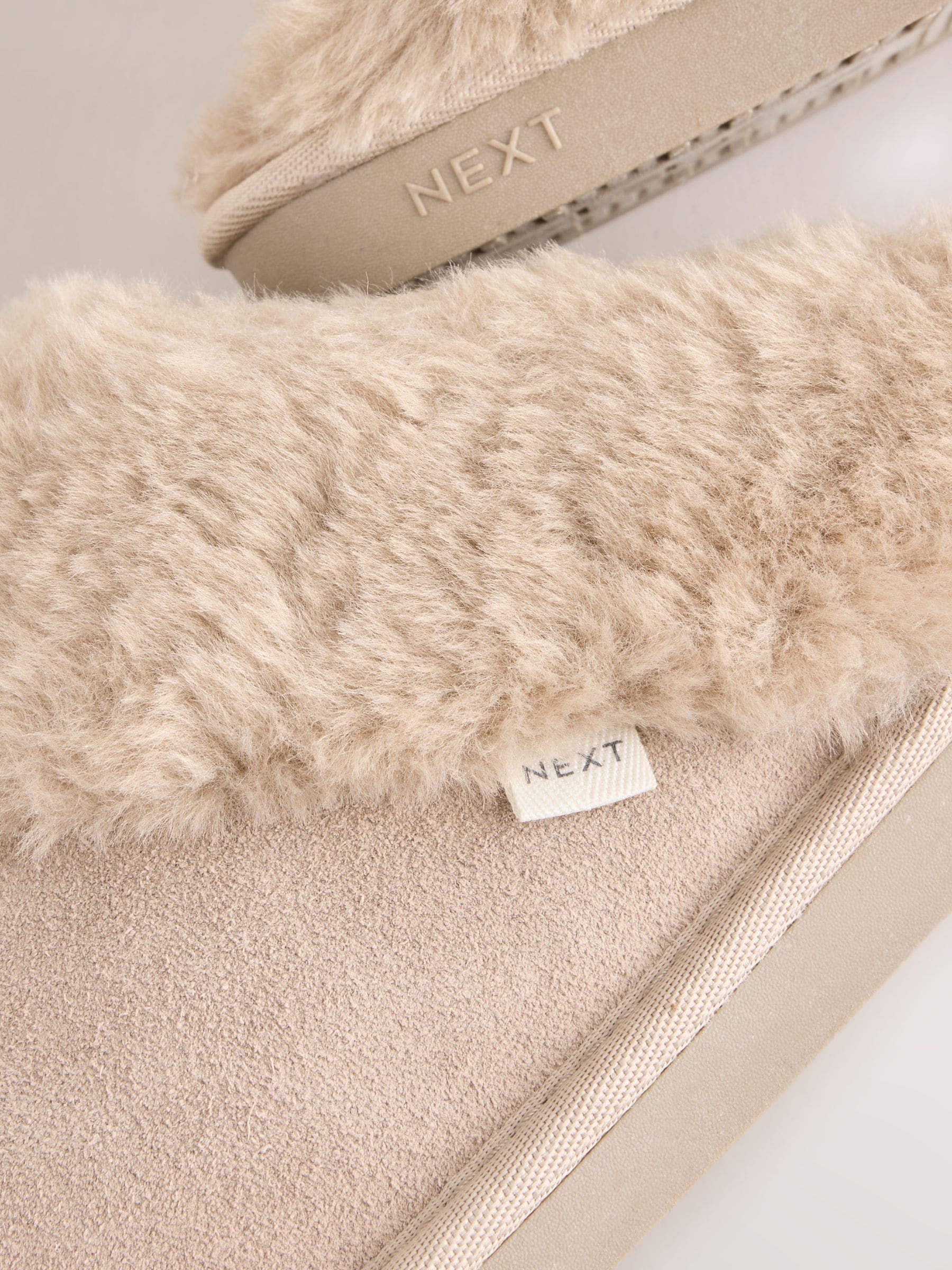 Faux Fur Lined Suede Mule Slippers - Sand - Regular - SIP Still Life