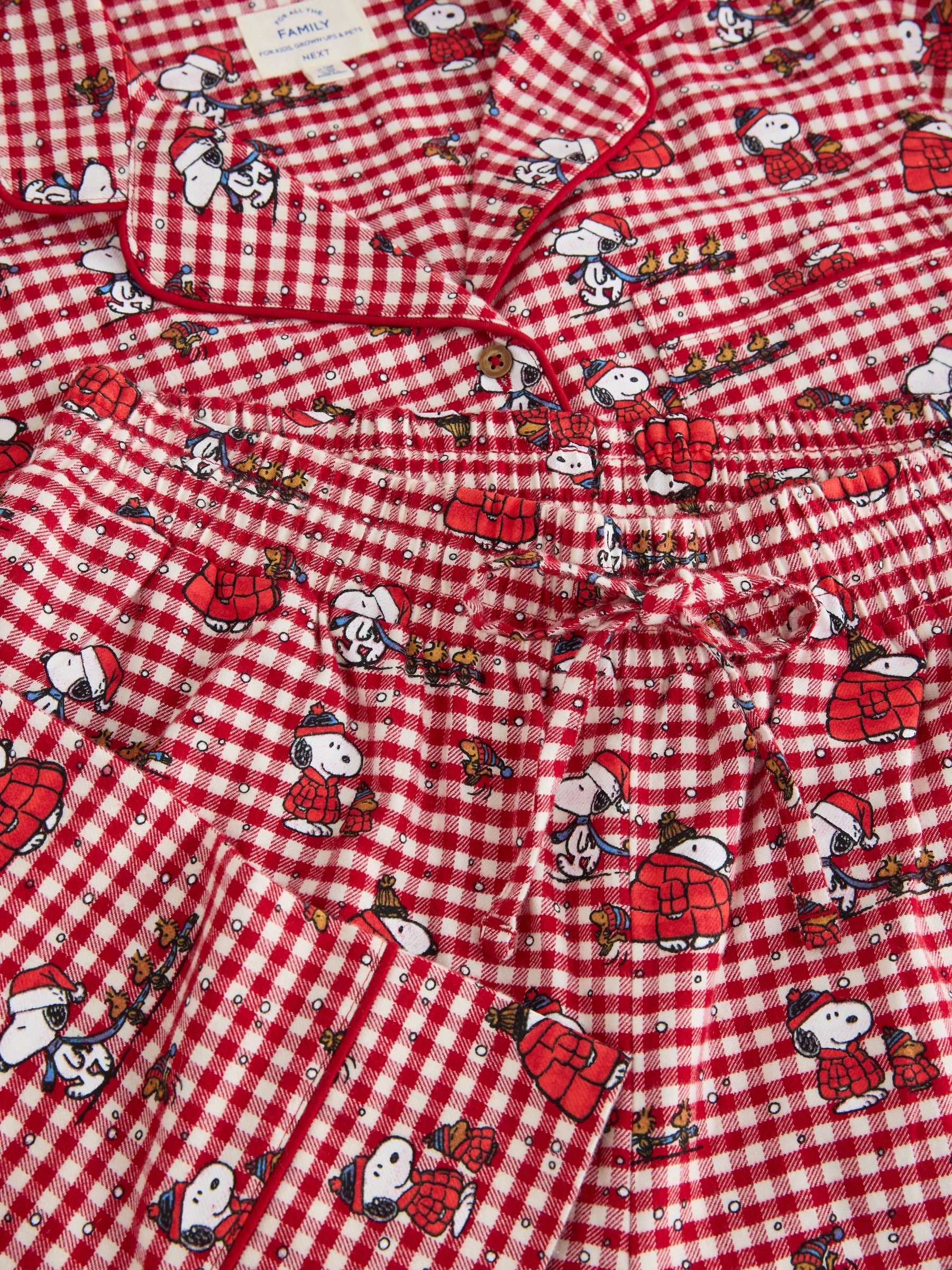 Matching Family Christmas Flannel Button Through Pyjamas - Red Snoopy - Regular - SIP Still Life