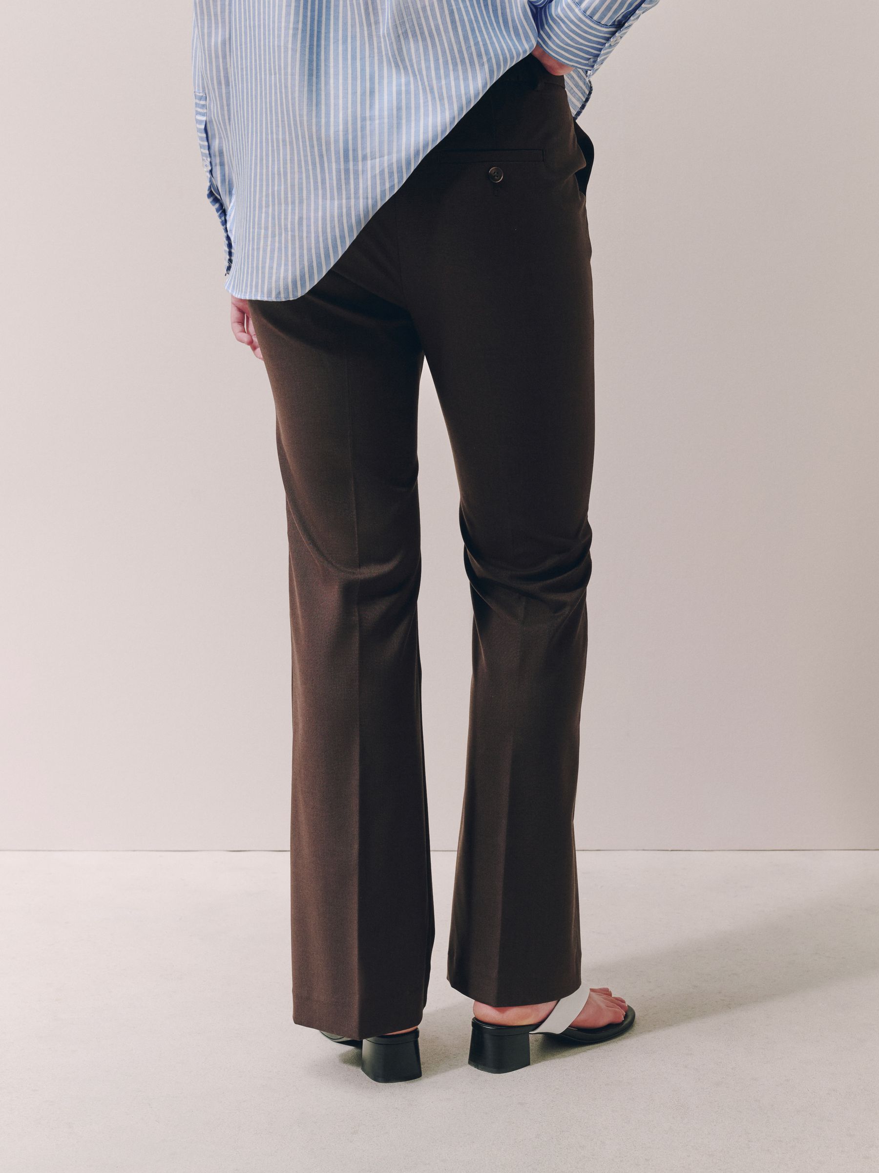Tailored Bootcut Trousers With Wool - Chocolate Brown - Petite - SIP Worn