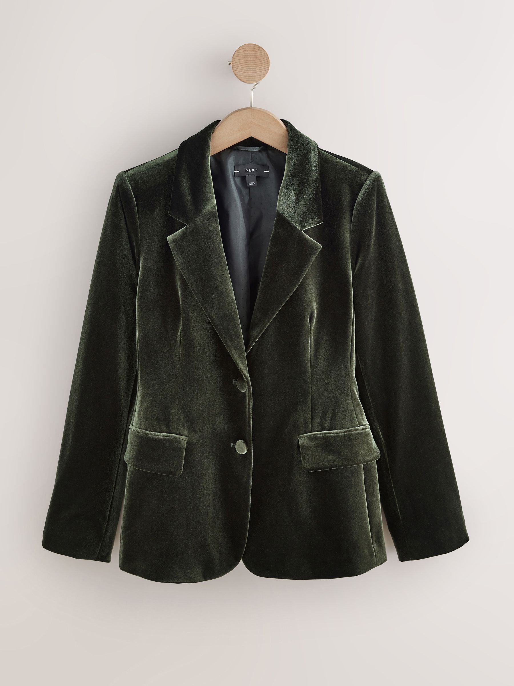 Velvet Single Breasted Blazer - Green - Regular - SIP Still Life