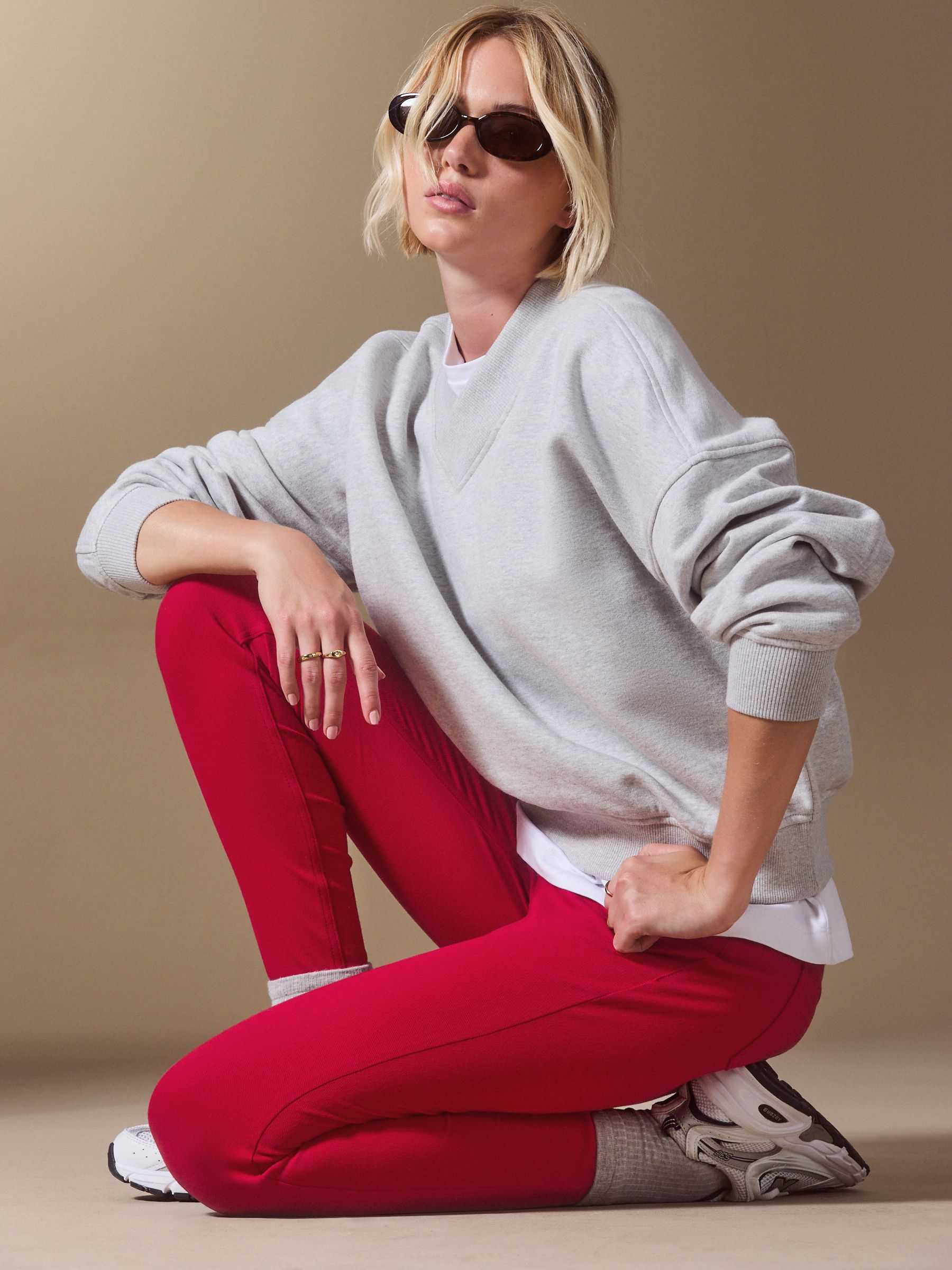 Jersey Denim Leggings - Red - Regular - Location Worn