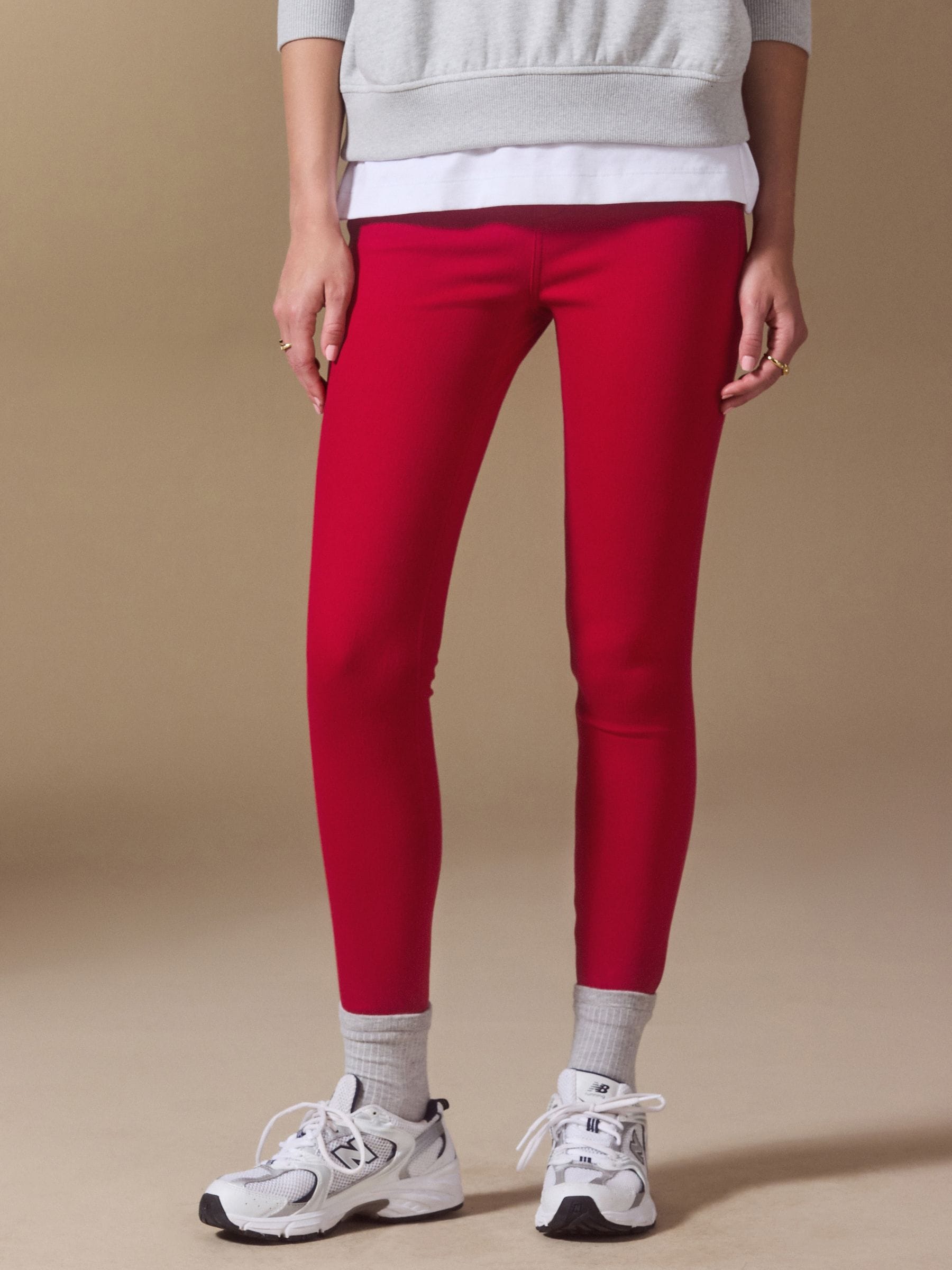 Jersey Denim Leggings - Red - Regular - Location Worn