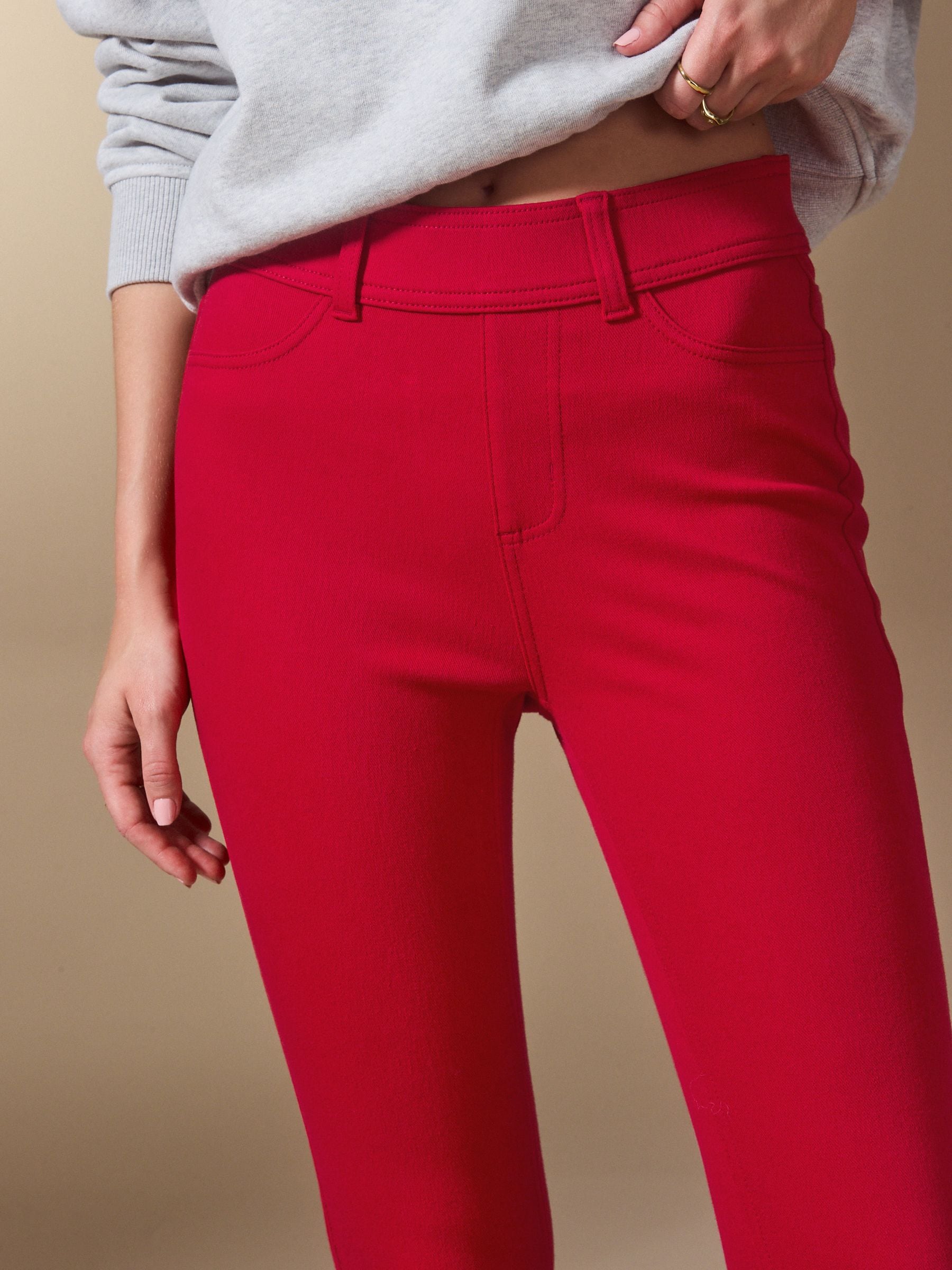 Jersey Denim Leggings - Red - Regular - Location Worn