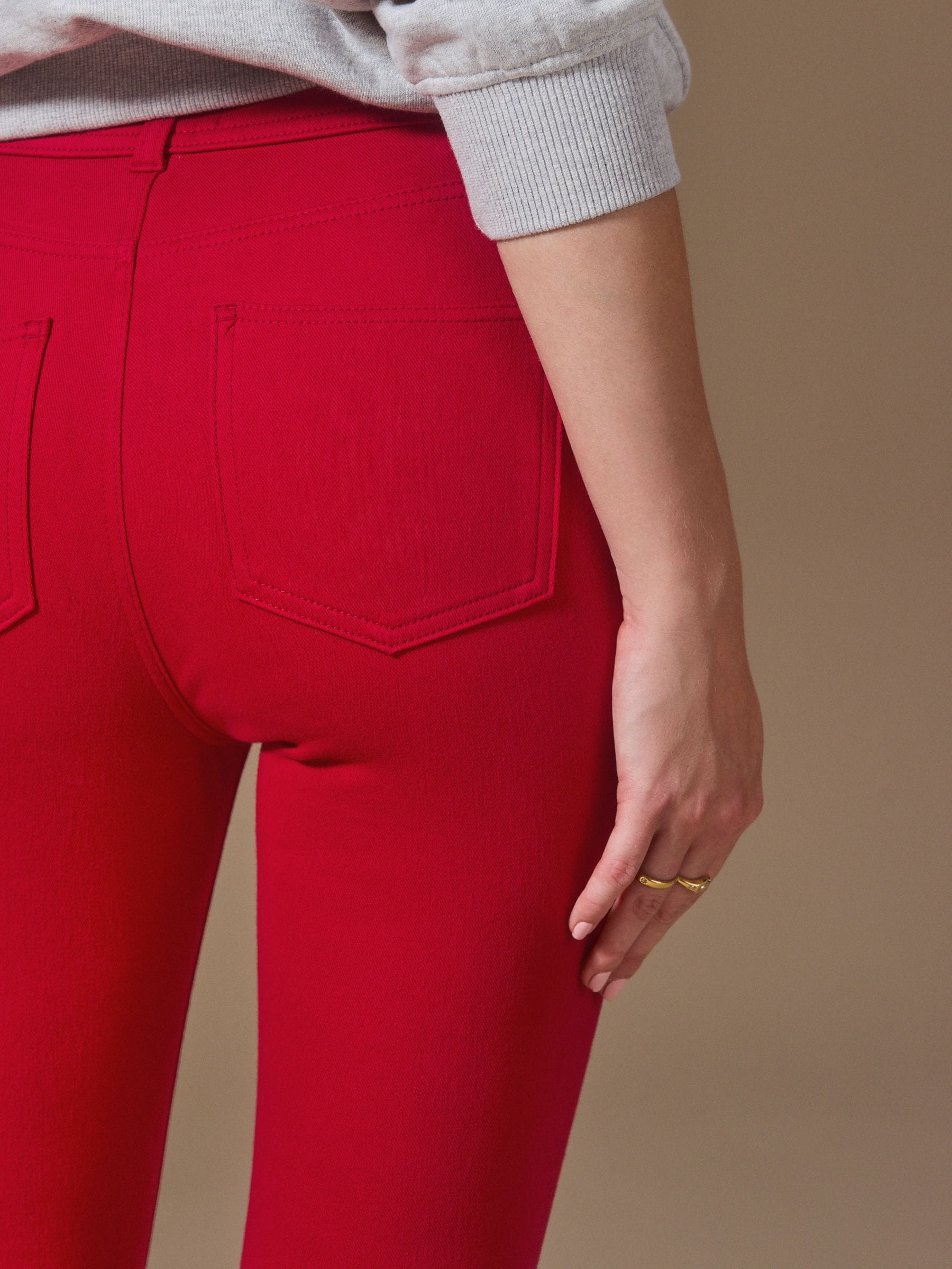 Jersey Denim Leggings - Red - Regular - Location Worn