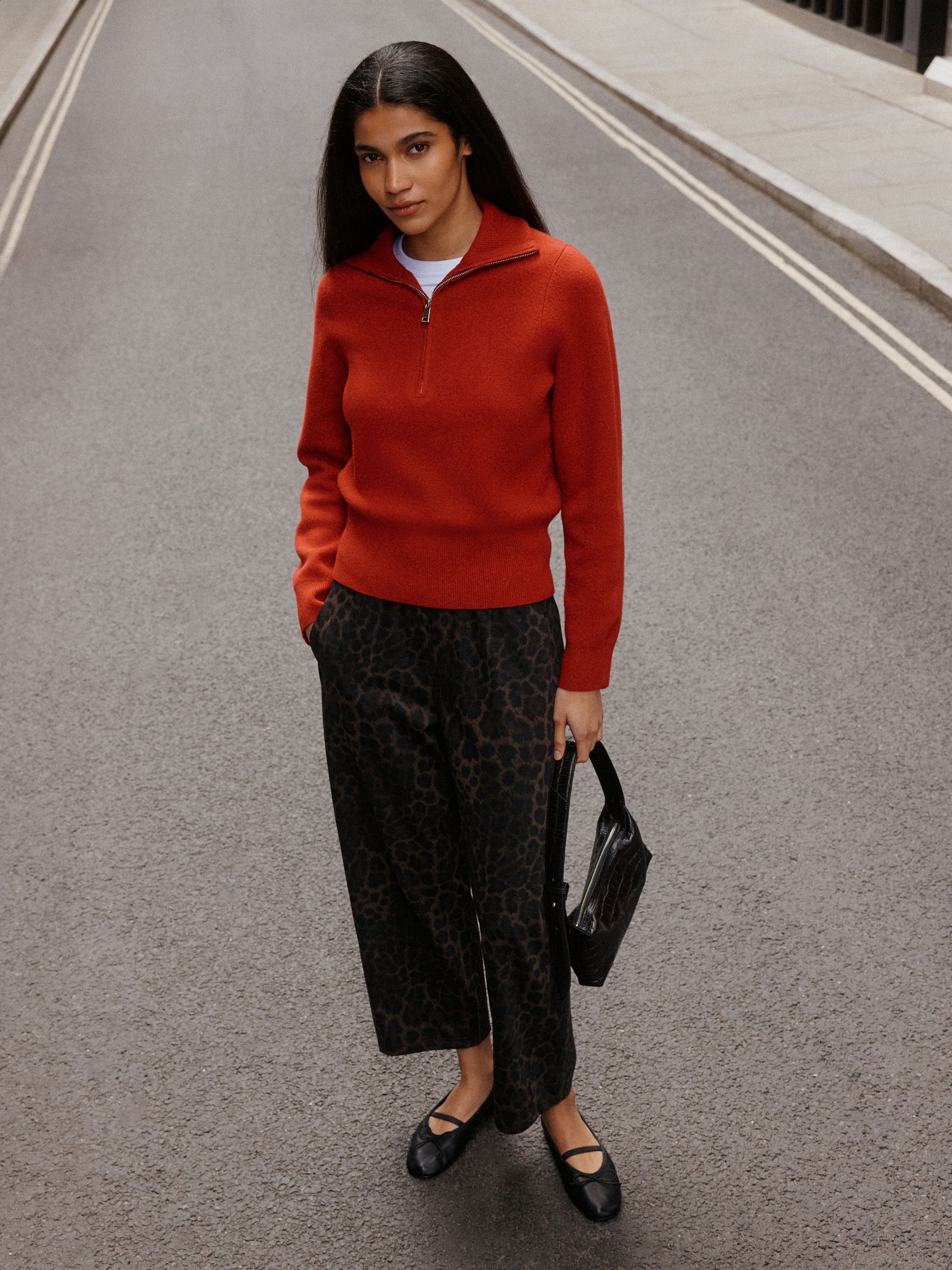 Barrel Leg Denim Jersey Trousers - Leopard Print - Regular - Location Worn