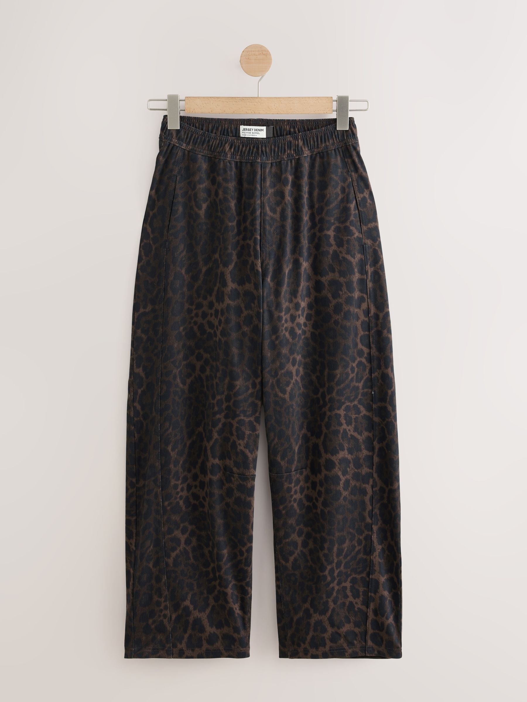 Barrel Leg Denim Jersey Trousers - Leopard Print - Regular - SIP Still Life