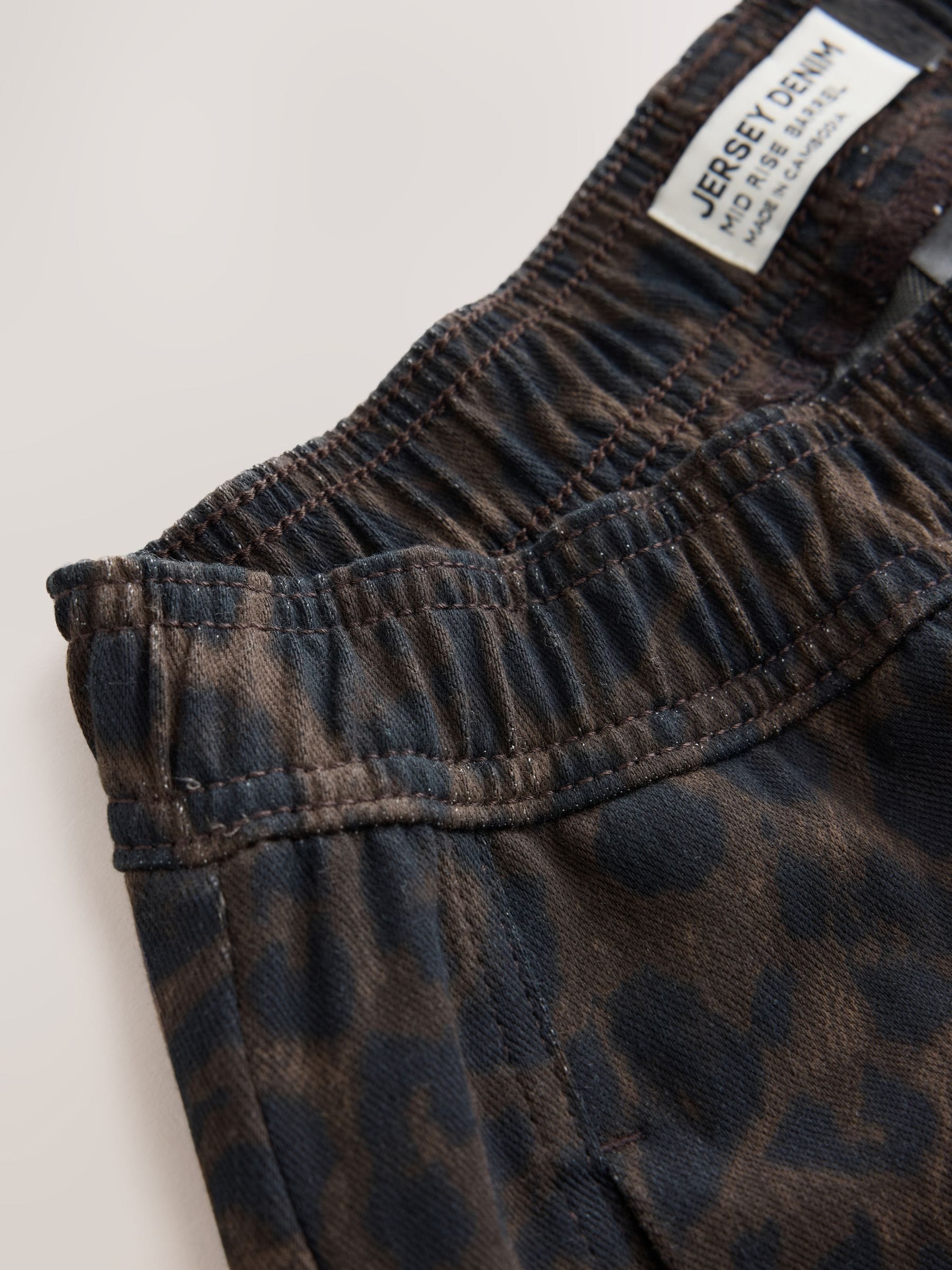 Barrel Leg Denim Jersey Trousers - Leopard Print - Regular - SIP Still Life