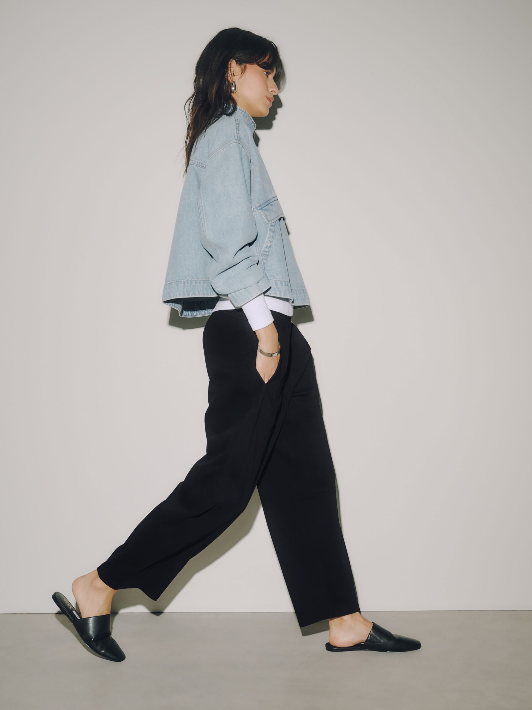 Barrel Leg Denim Jersey Trousers - Black - Regular - SIP Worn
