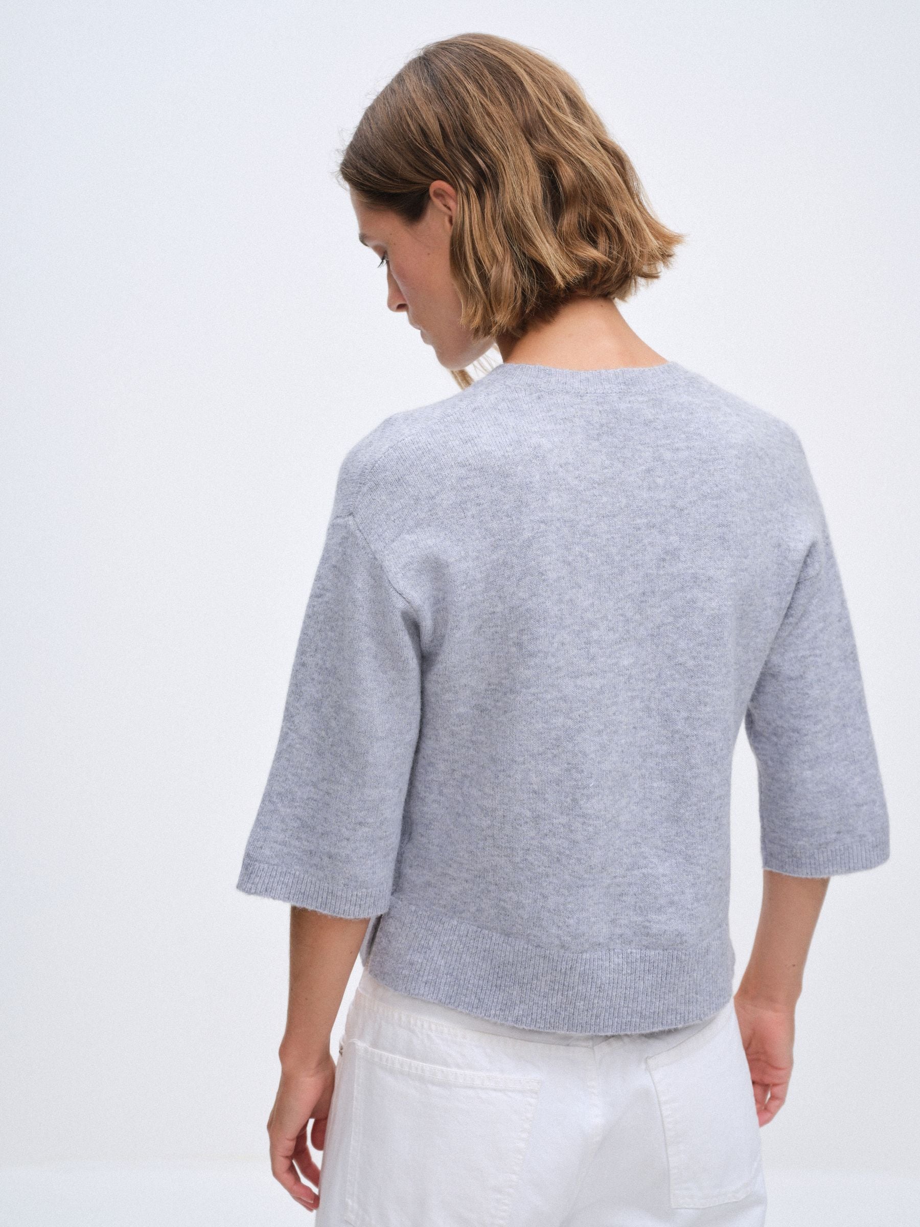 The Set 3 Pack Crew Neck Knitted T-Shirts - Blue/Grey Marl/Pink - Regular - SIP Worn