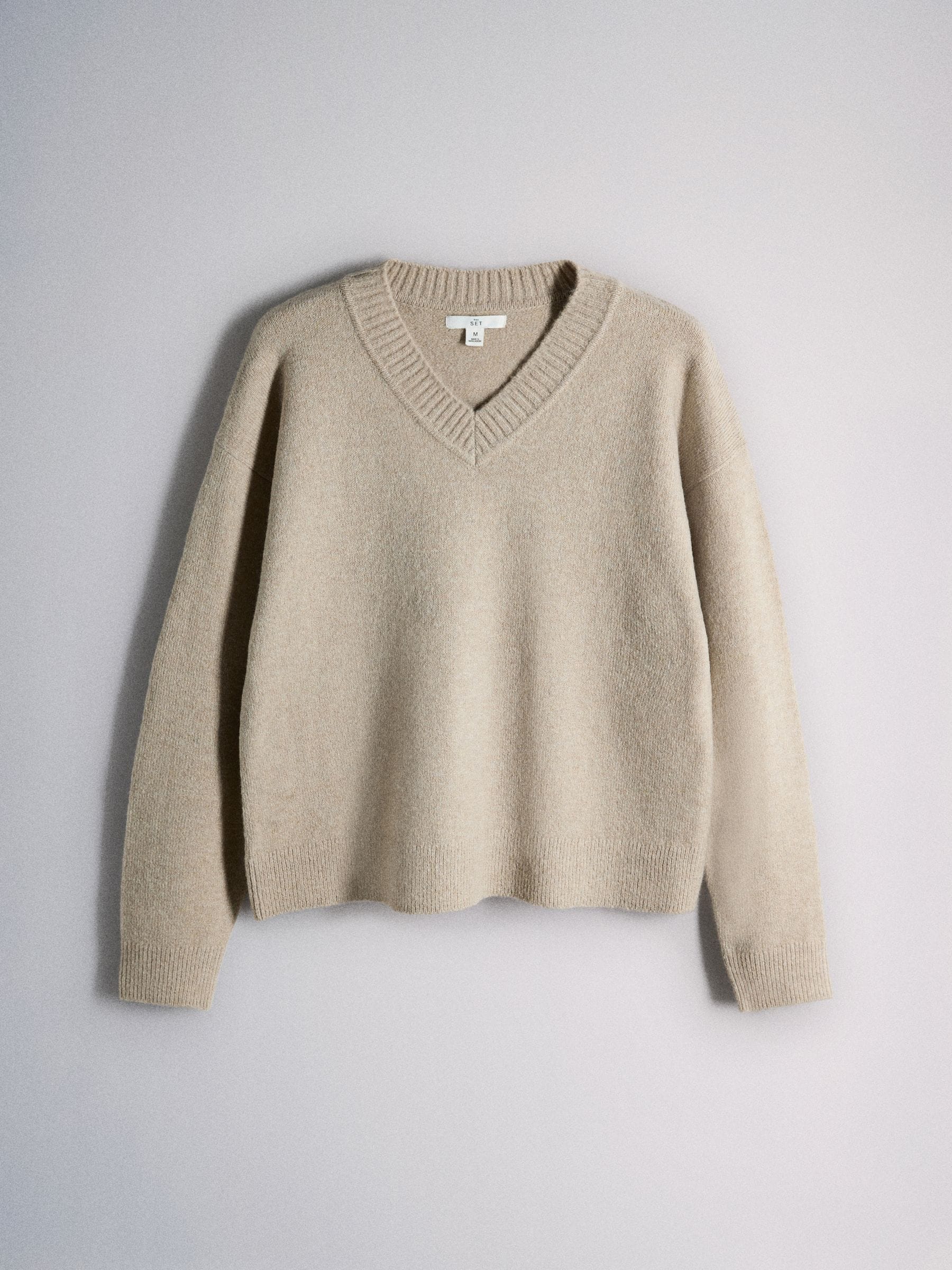 The Set 2 Pack V-Neck Jumpers With Wool - Mink Marl/Brown Silver Cloud - Regular - SIP Still Life
