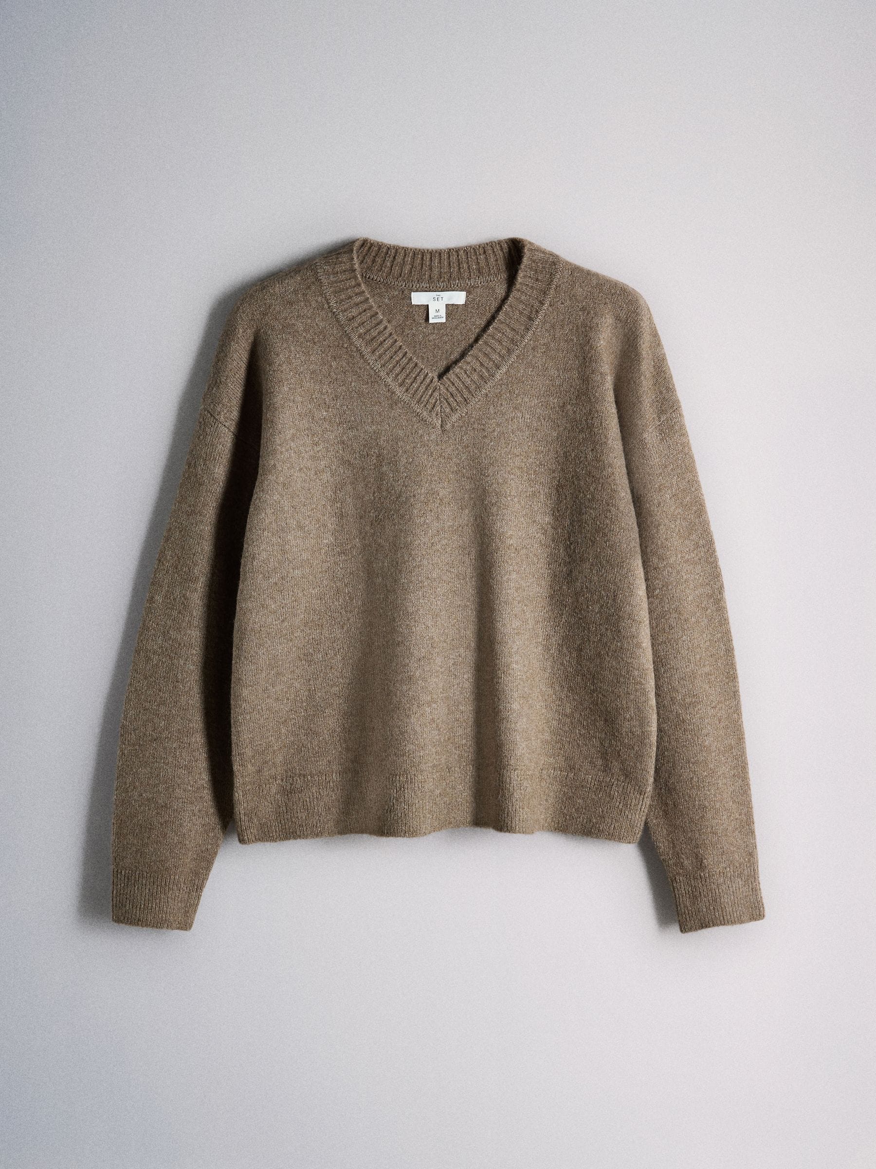 The Set 2 Pack V-Neck Jumpers With Wool - Mink Marl/Brown Silver Cloud - Regular - SIP Still Life