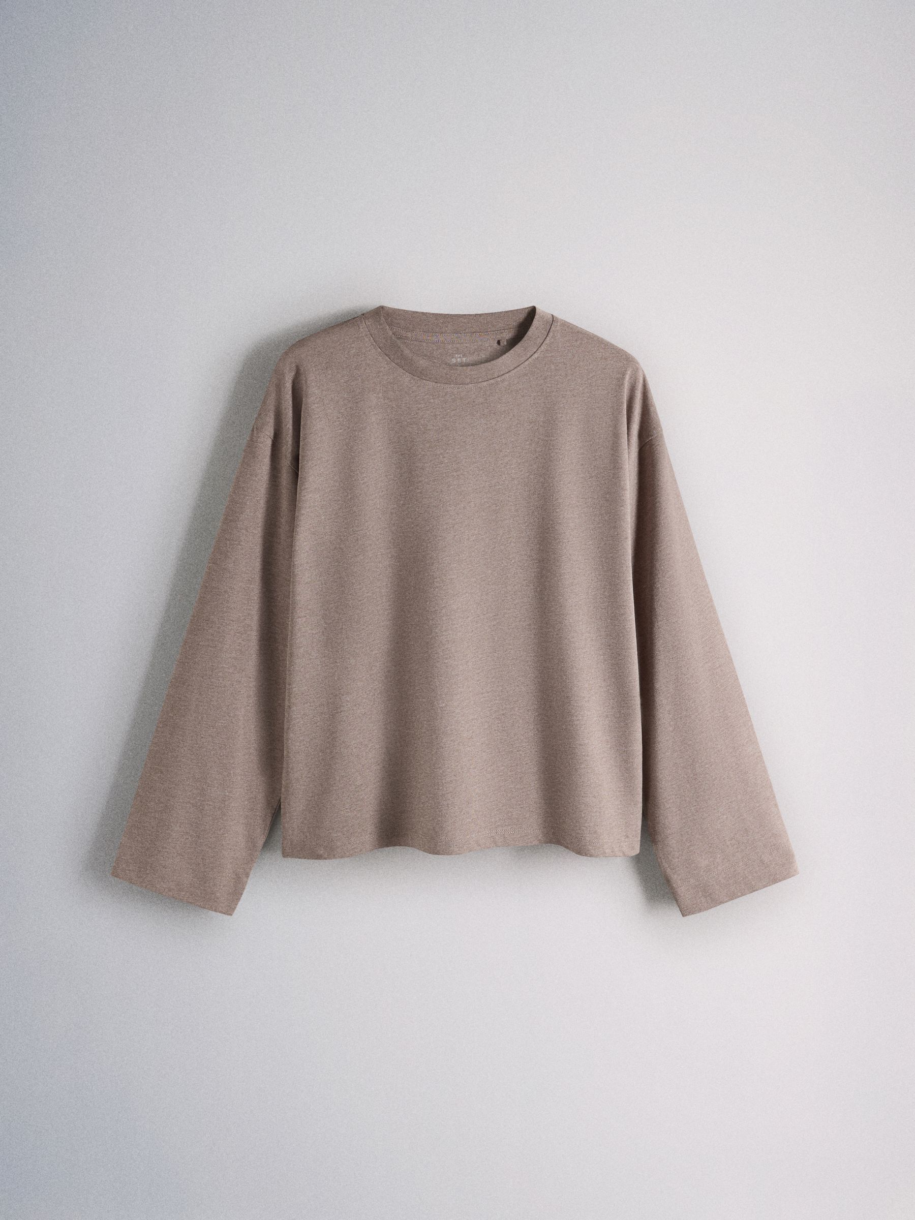 The Set 8 Pack Essentials Lightweight Long Sleeve T-Shirts - Brown/Cream/Neutral/Stripe/Grey Marl/Taupe/Red - Regular - SIP Still Life