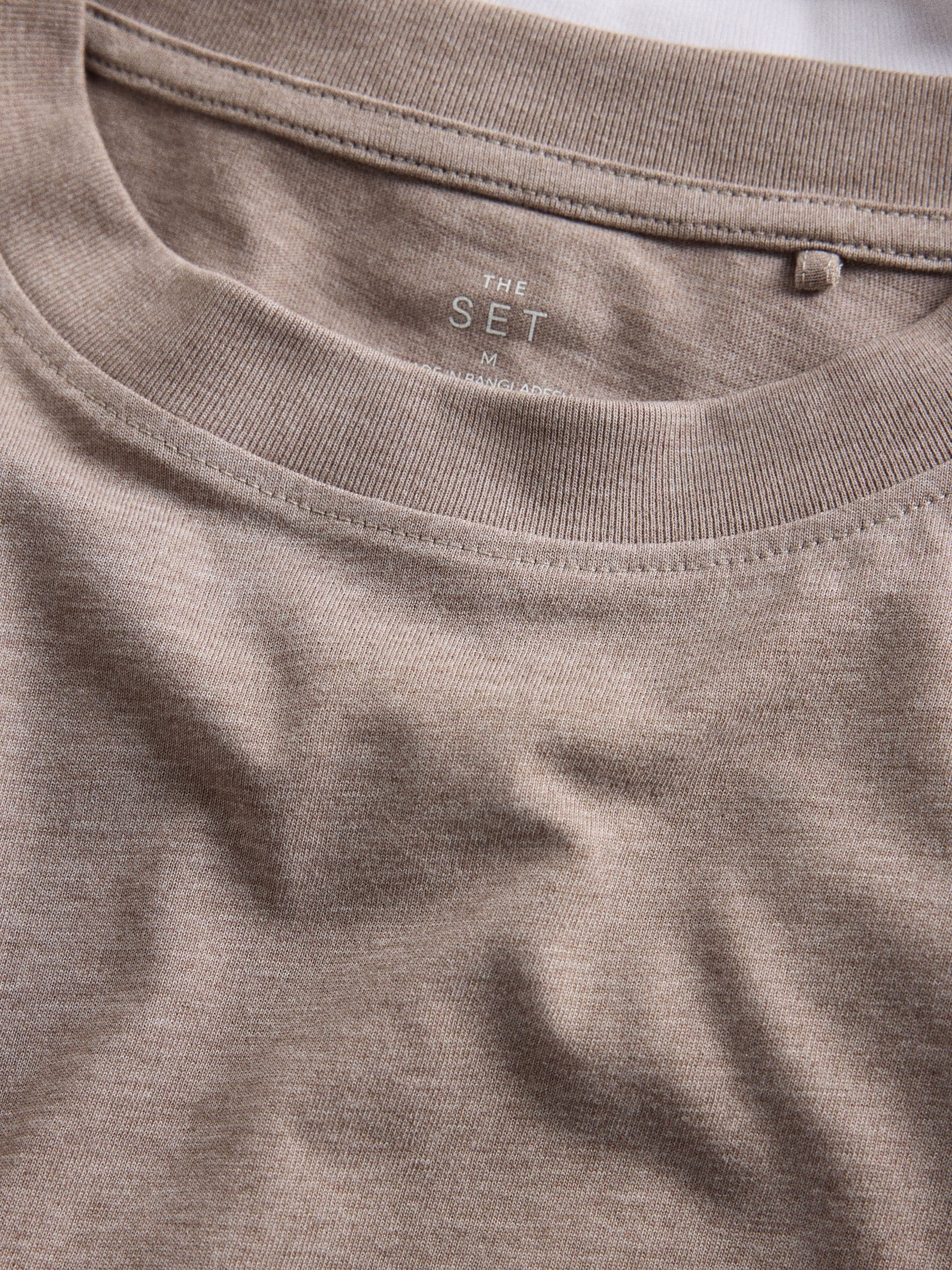 The Set 8 Pack Essentials Lightweight Long Sleeve T-Shirts - Brown/Cream/Neutral/Stripe/Grey Marl/Taupe/Red - Regular - SIP Still Life