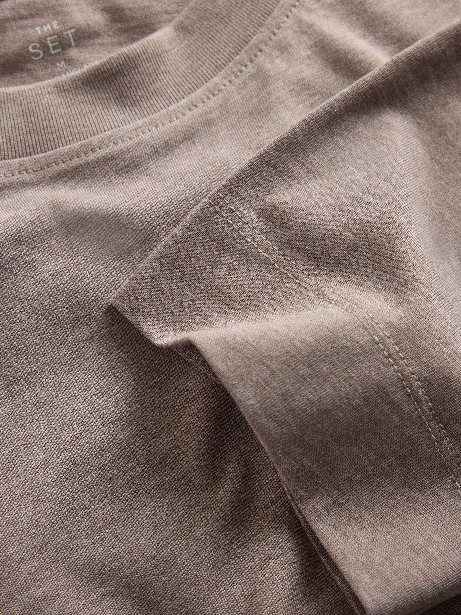 The Set 8 Pack Essentials Lightweight Long Sleeve T-Shirts - Brown/Cream/Neutral/Stripe/Grey Marl/Taupe/Red - Regular - SIP Still Life