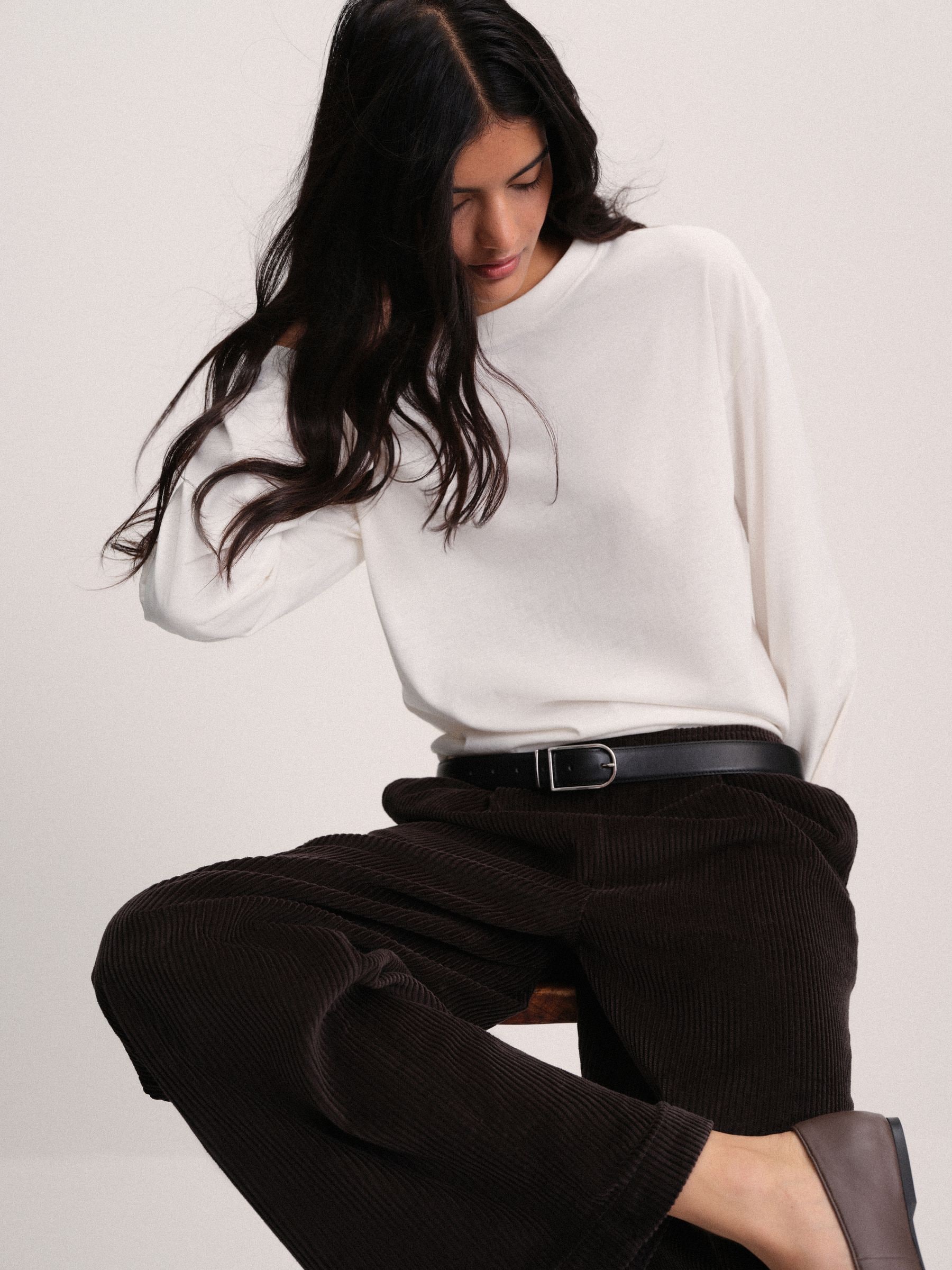 The Set 8 Pack Essentials Lightweight Long Sleeve T-Shirts - Brown/Cream/Neutral/Stripe/Grey Marl/Taupe/Red - Regular - SIP Worn