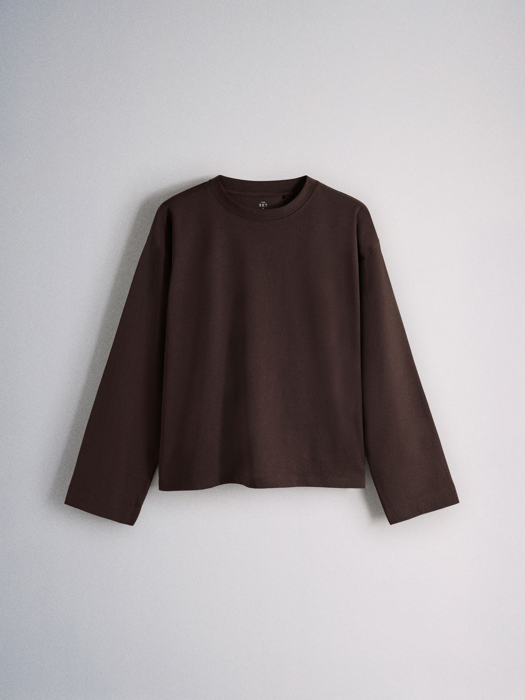The Set 8 Pack Essentials Lightweight Long Sleeve T-Shirts - Brown/Cream/Neutral/Stripe/Grey Marl/Taupe/Red - Regular - SIP Still Life