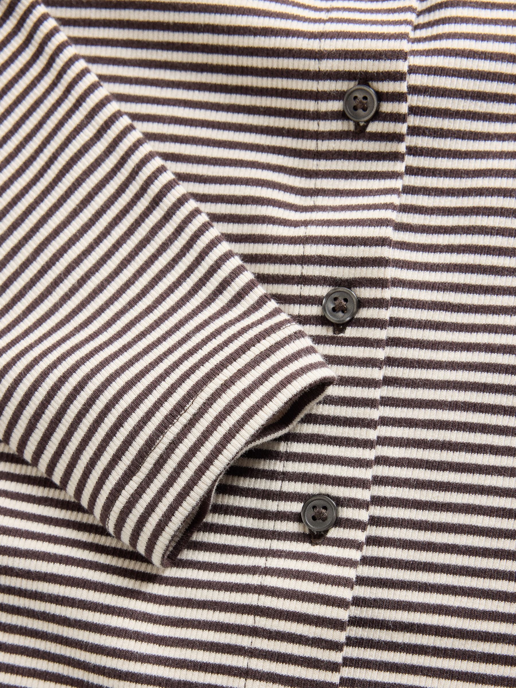 The Set Long Sleeve Button Through T-Shirts and Trousers Co-Ord Set - Brown Stripe - Regular - SIP Still Life