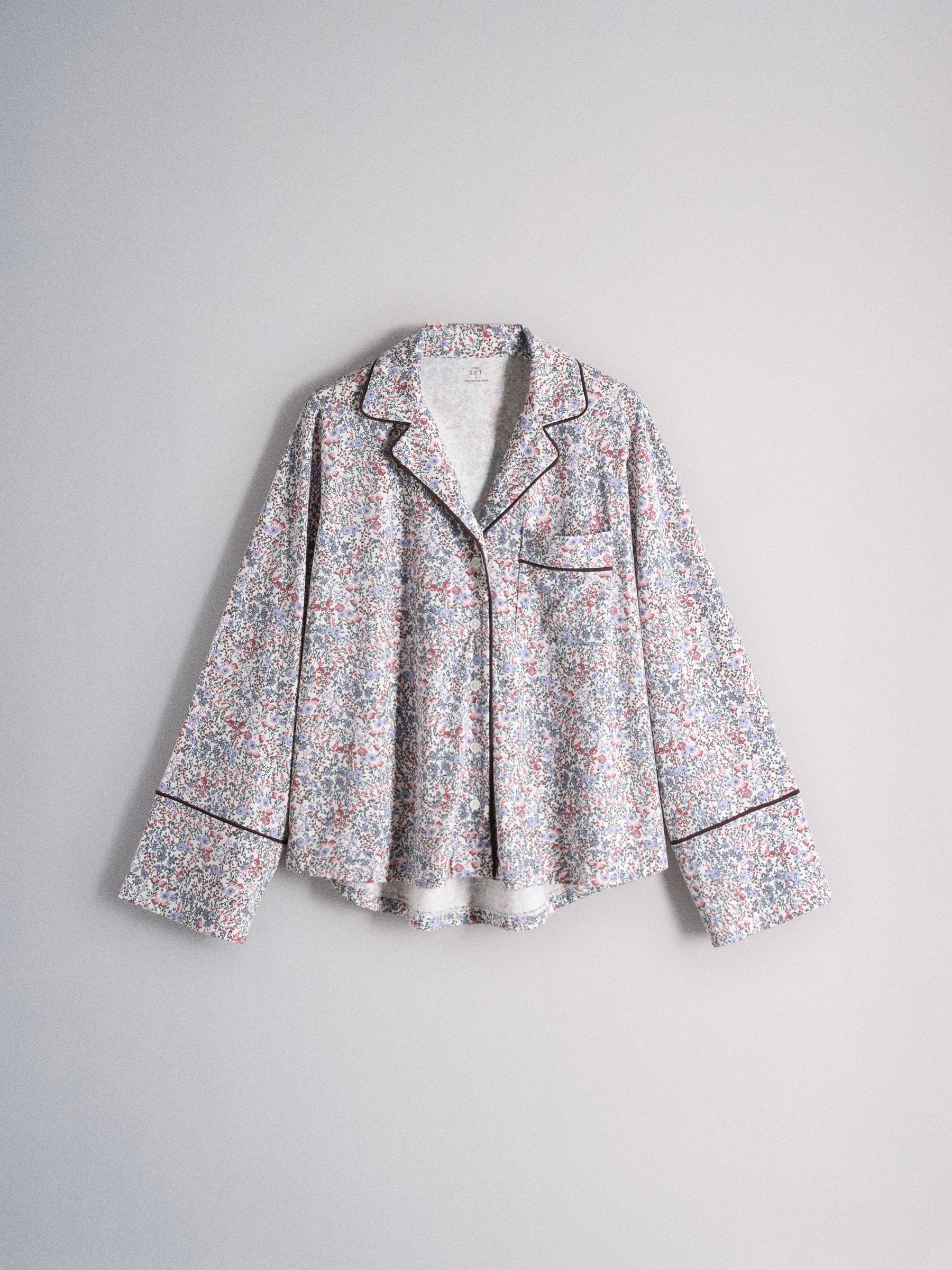 The Set 2 Pack Viscose Blend Button Through Long Pyjamas - Blue/Print - Regular - SIP Still Life