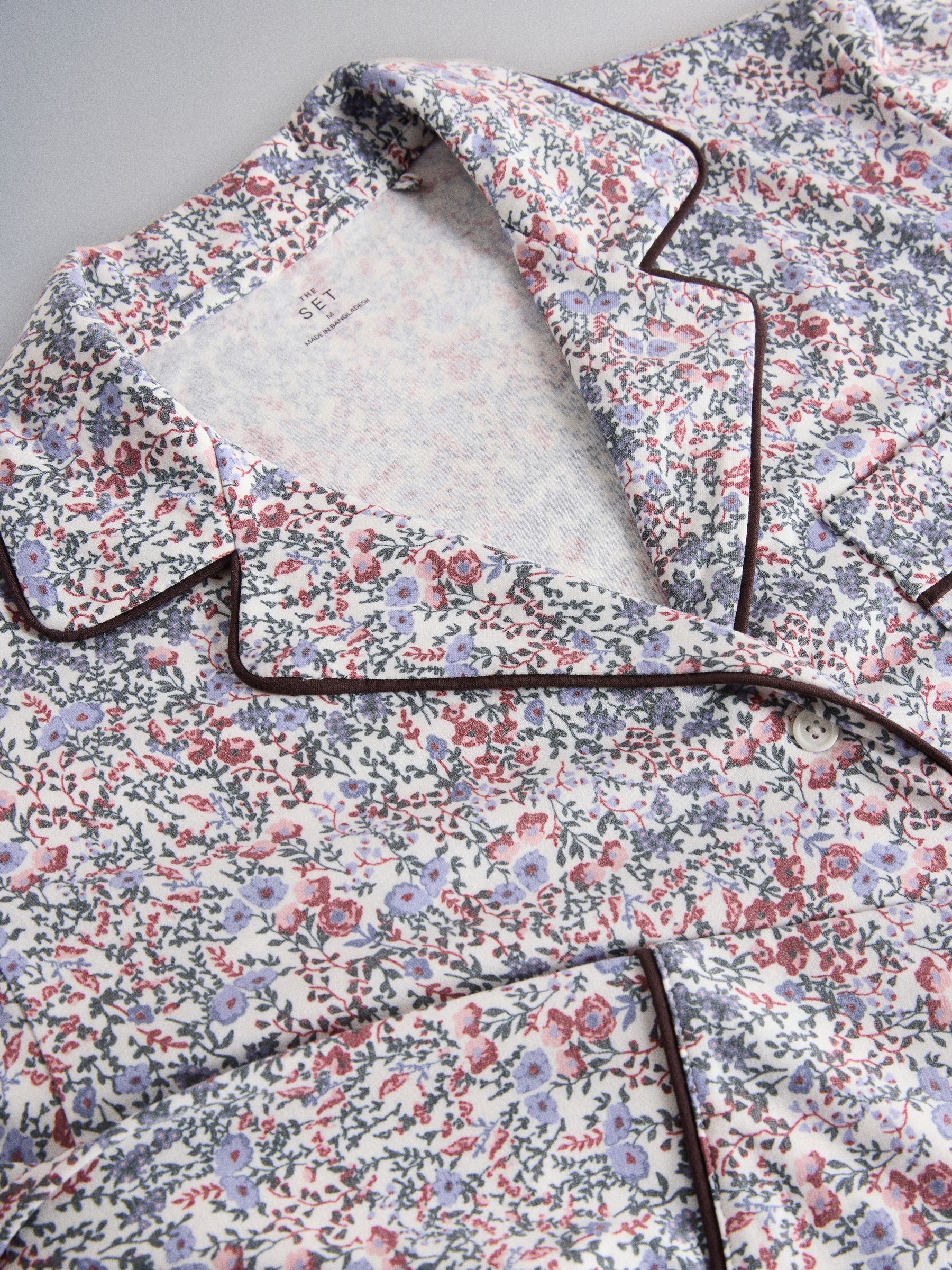 The Set 2 Pack Viscose Blend Button Through Long Pyjamas - Blue/Print - Regular - SIP Still Life