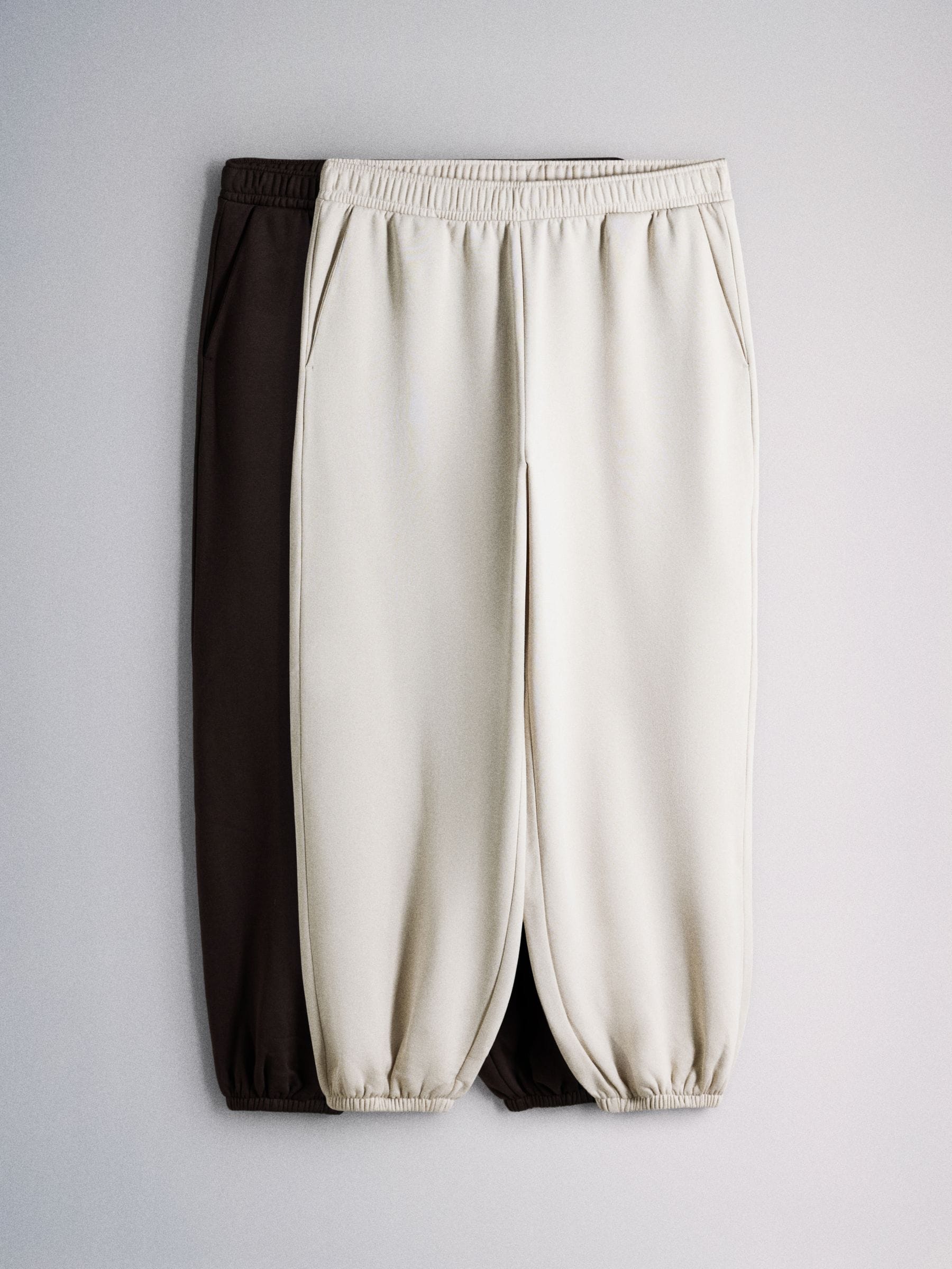 The Set 2 Pack Fold Over Waistband Joggers - Brown/Cream - Regular - SIP Still Life