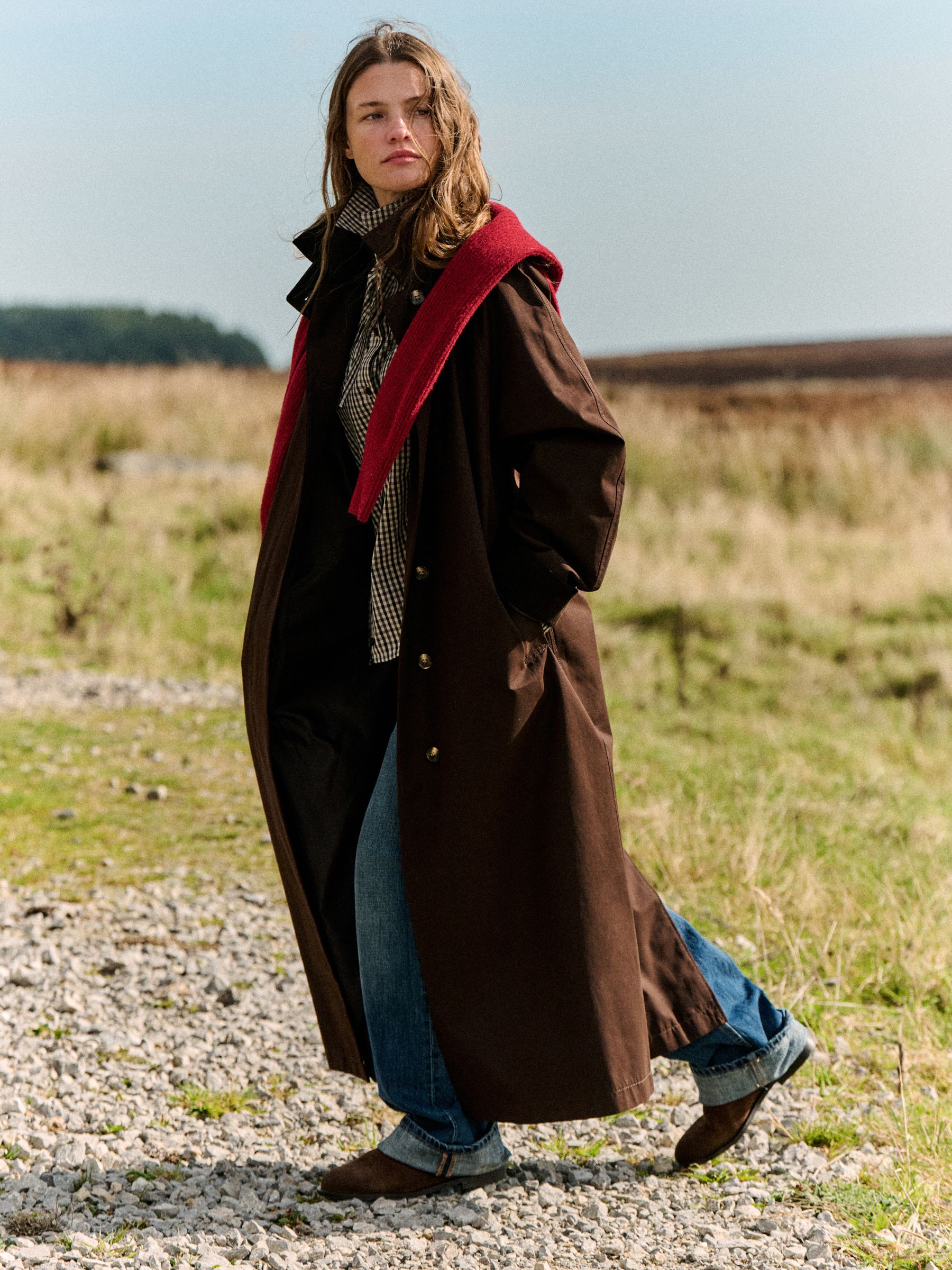 The Set Showerproof Trench Coat - Brown - Regular - Location Worn