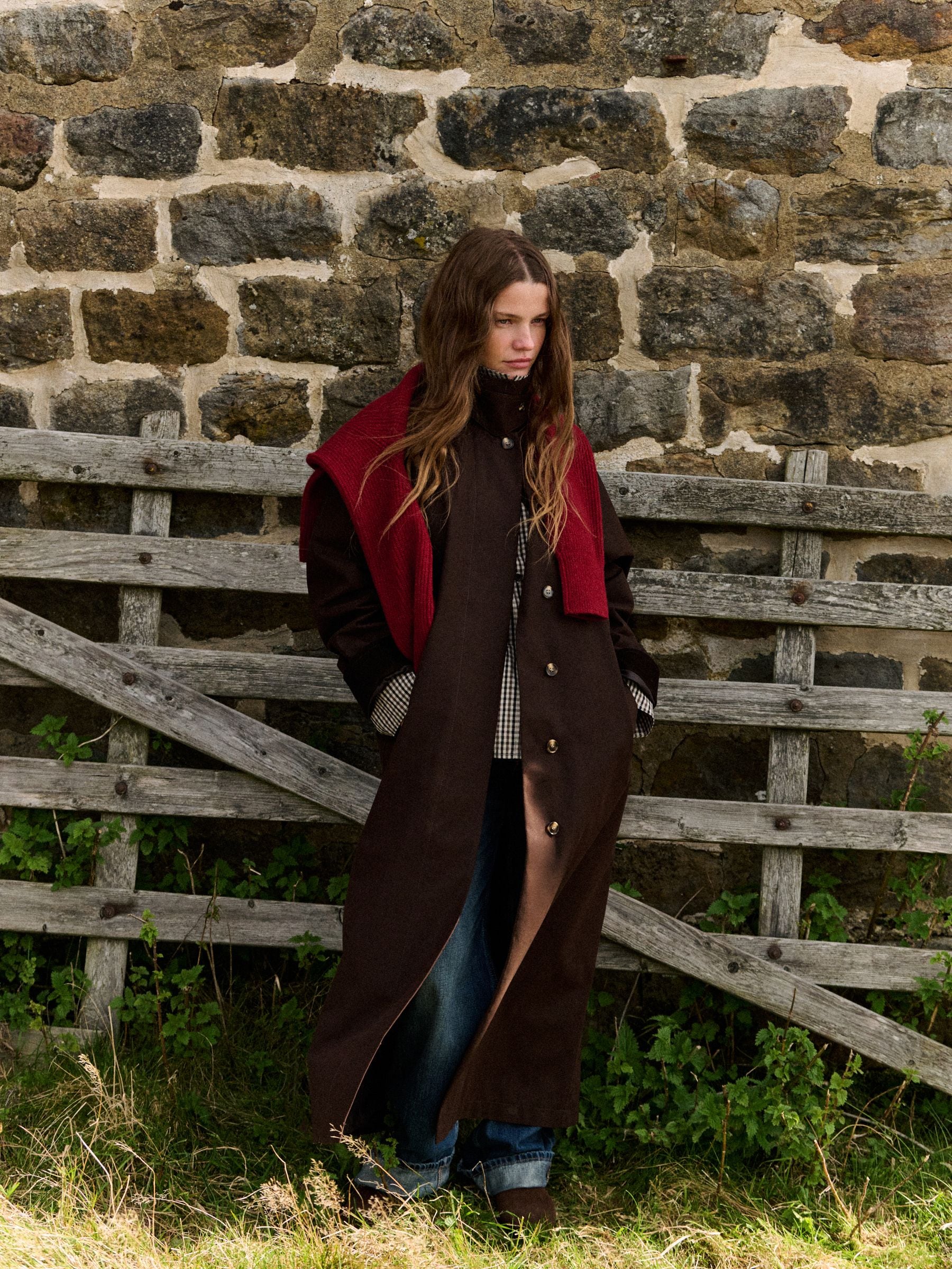 The Set Showerproof Trench Coat - Brown - Regular - Location Worn