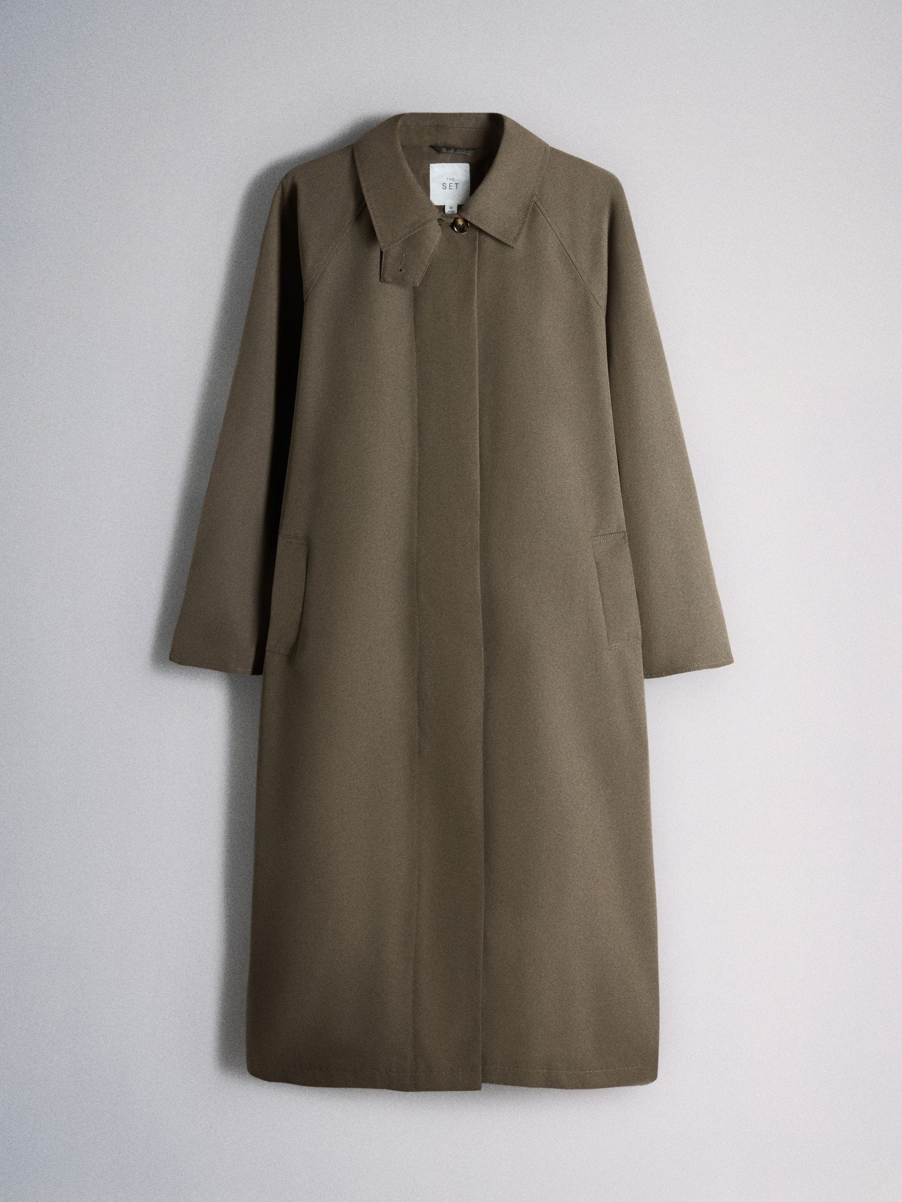 The Set Showerproof Trench Coat - Khaki/Green - Regular - SIP Still Life