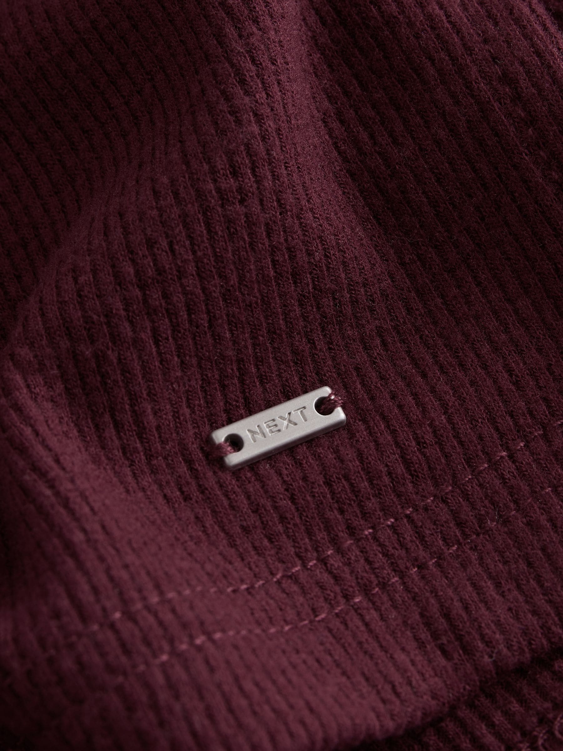 Cosy Waffle Long Sleeve Henley Pyjamas - Burgundy Red - Regular - SIP Still Life