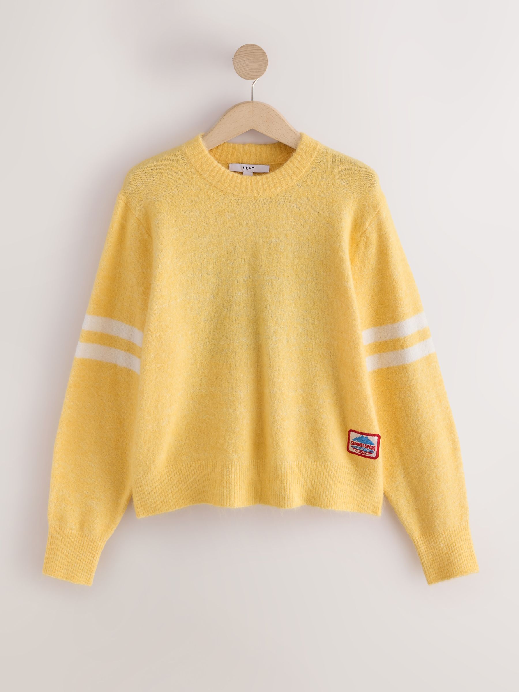 Long Sleeve Crew Neck Knitted Jumper With Wool - Yellow/Multi Back Graphic - Regular - SIP Still Life