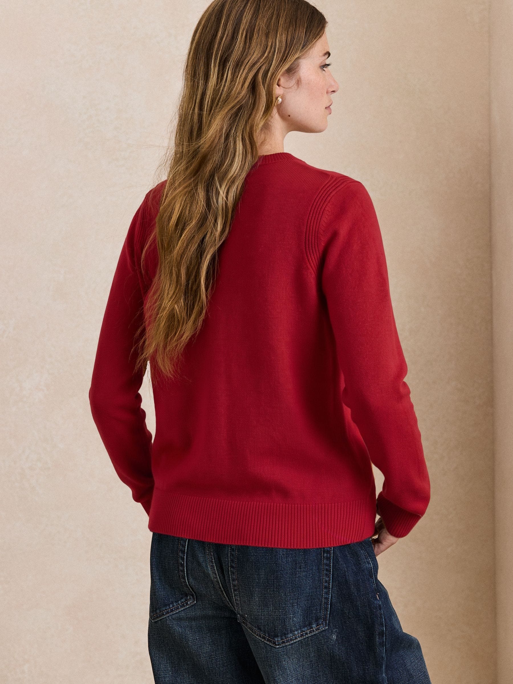 Supersoft V-Neck Long Sleeve Jumper - Red - Regular - Location Worn