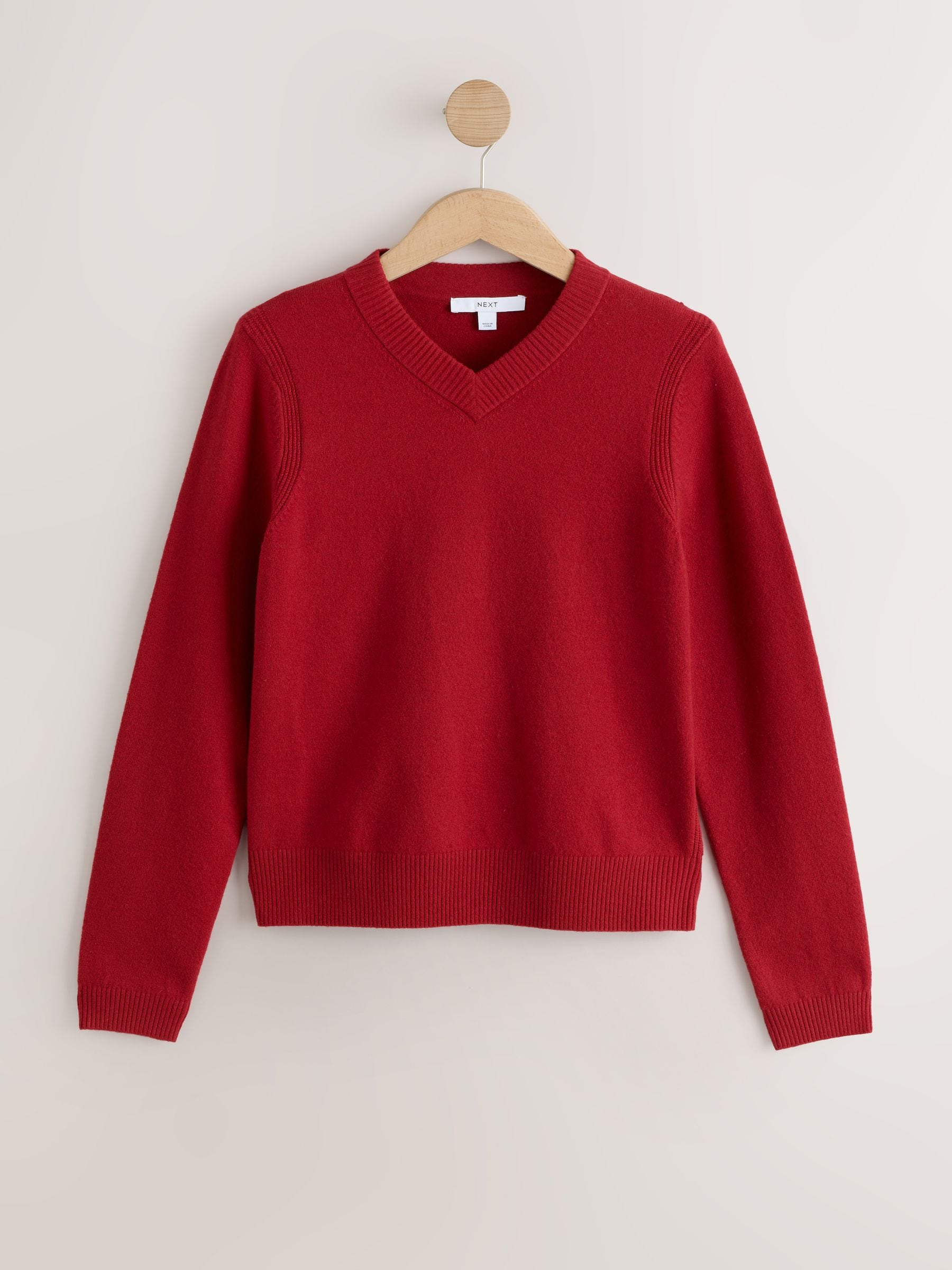 Supersoft V-Neck Long Sleeve Jumper - Red - Regular - SIP Still Life