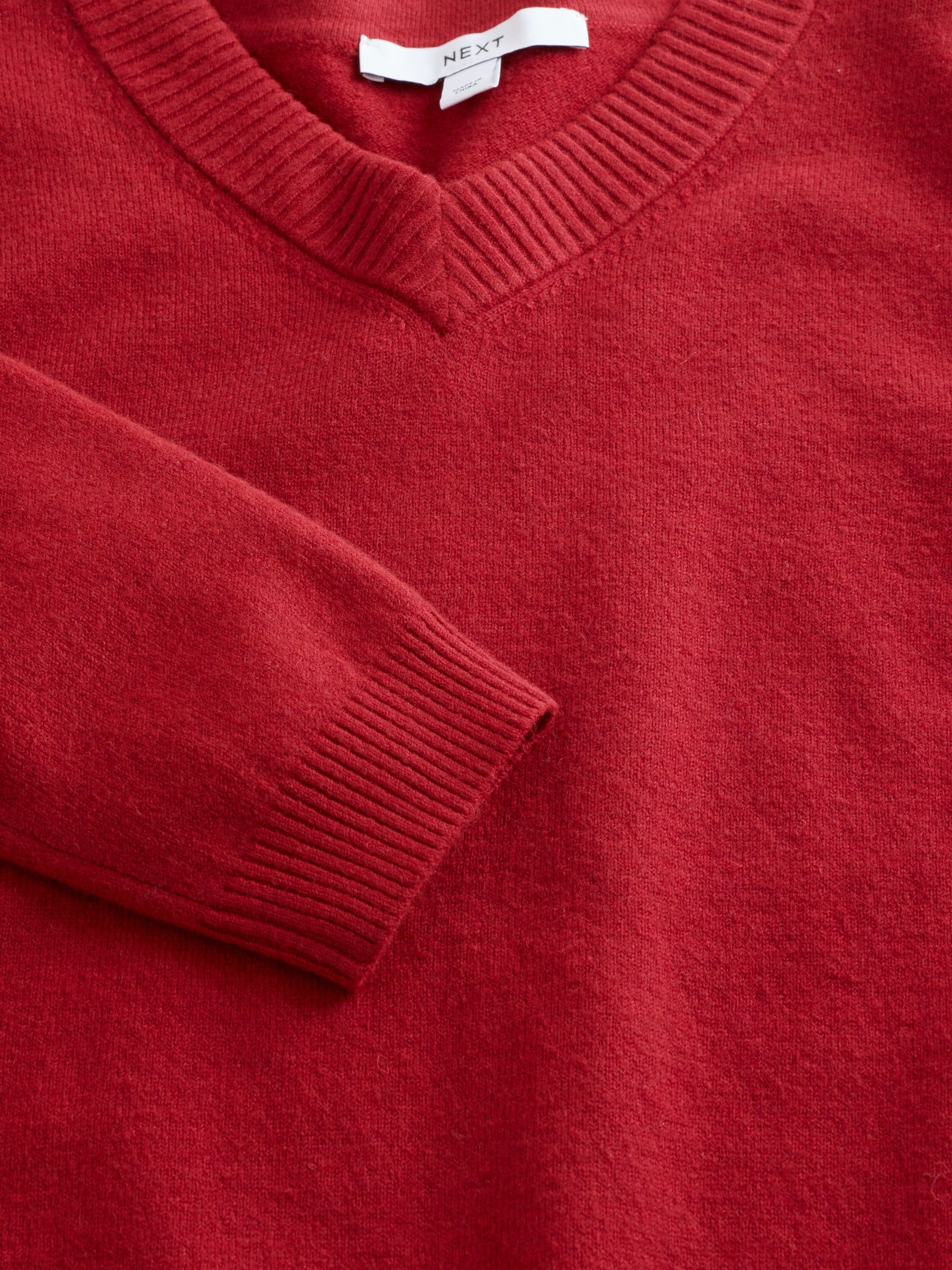 Supersoft V-Neck Long Sleeve Jumper - Red - Regular - SIP Still Life