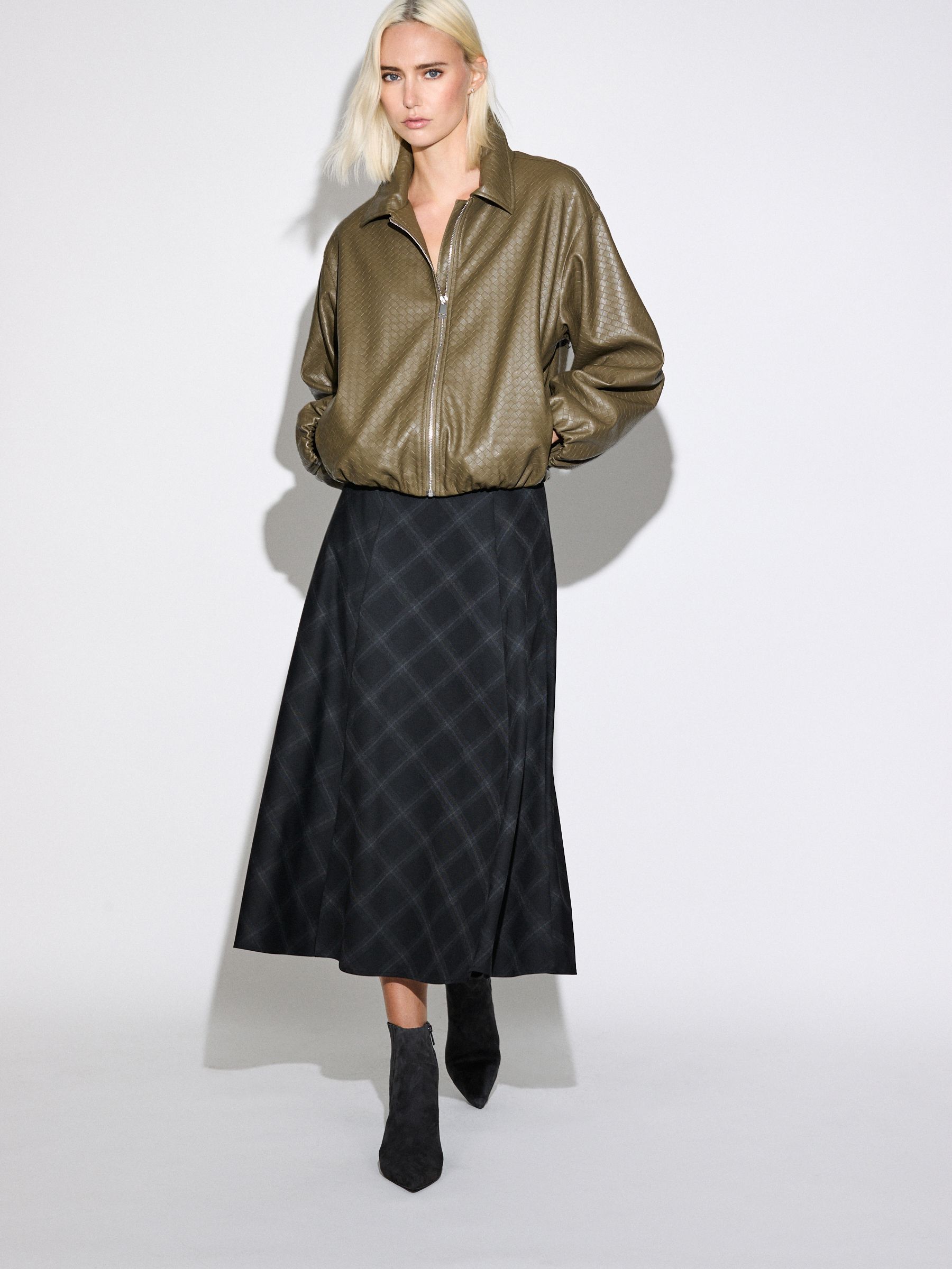 Check Midi Skirt - Black - Regular - Location Worn