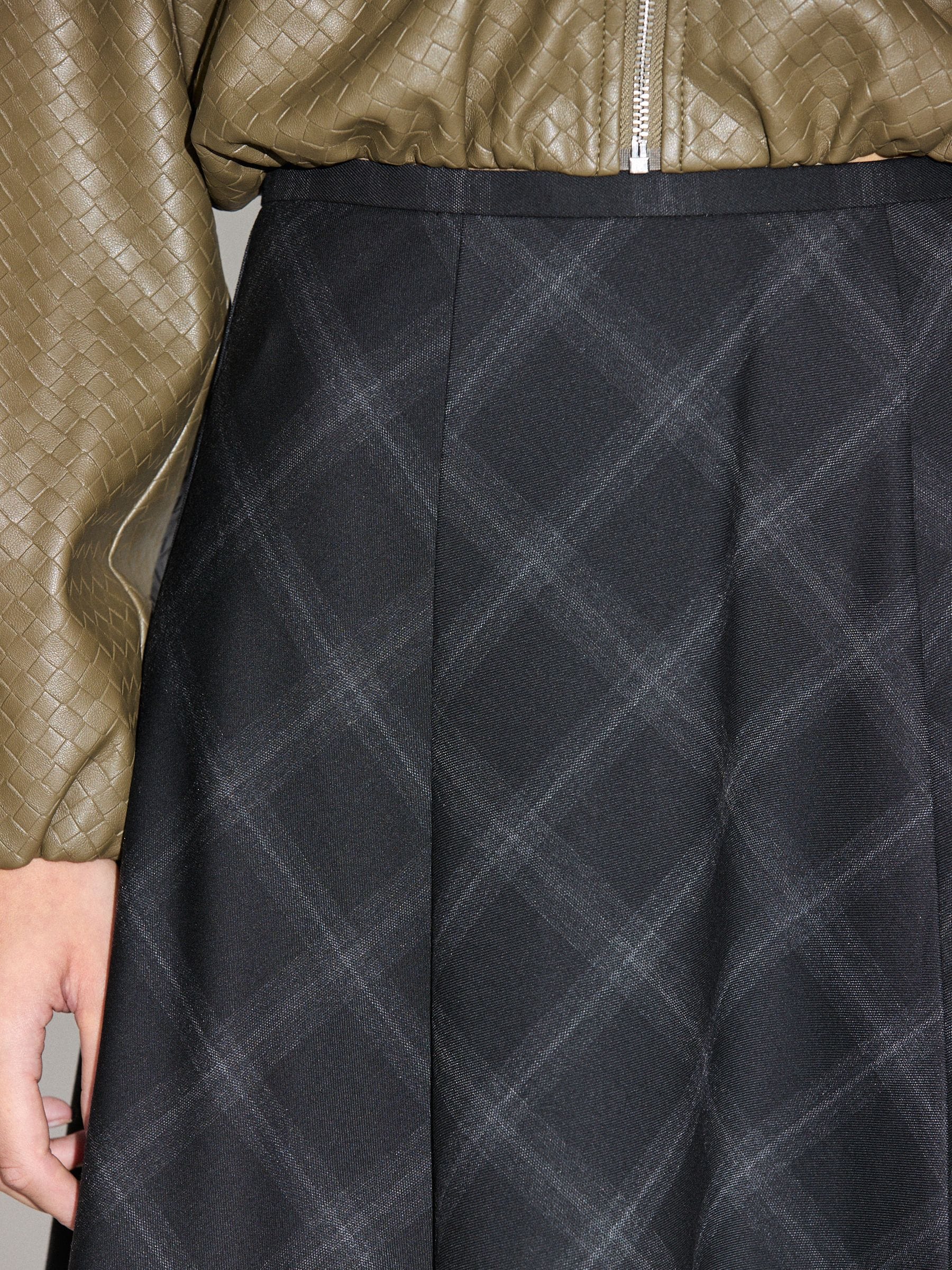 Check Midi Skirt - Black - Regular - Location Worn