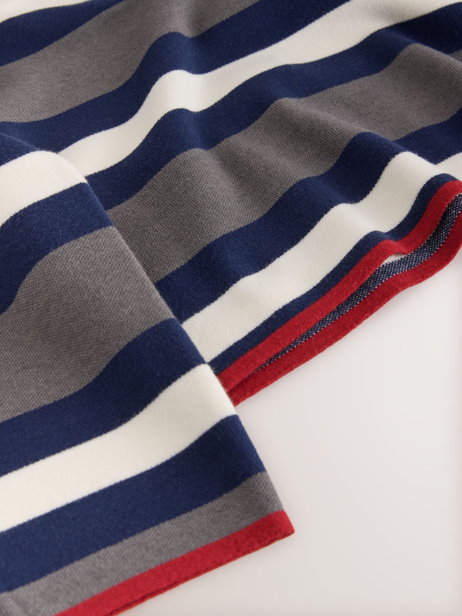 Striped Knit Look Crew Neck Jumper - Grey/Navy - Regular - SIP Still Life