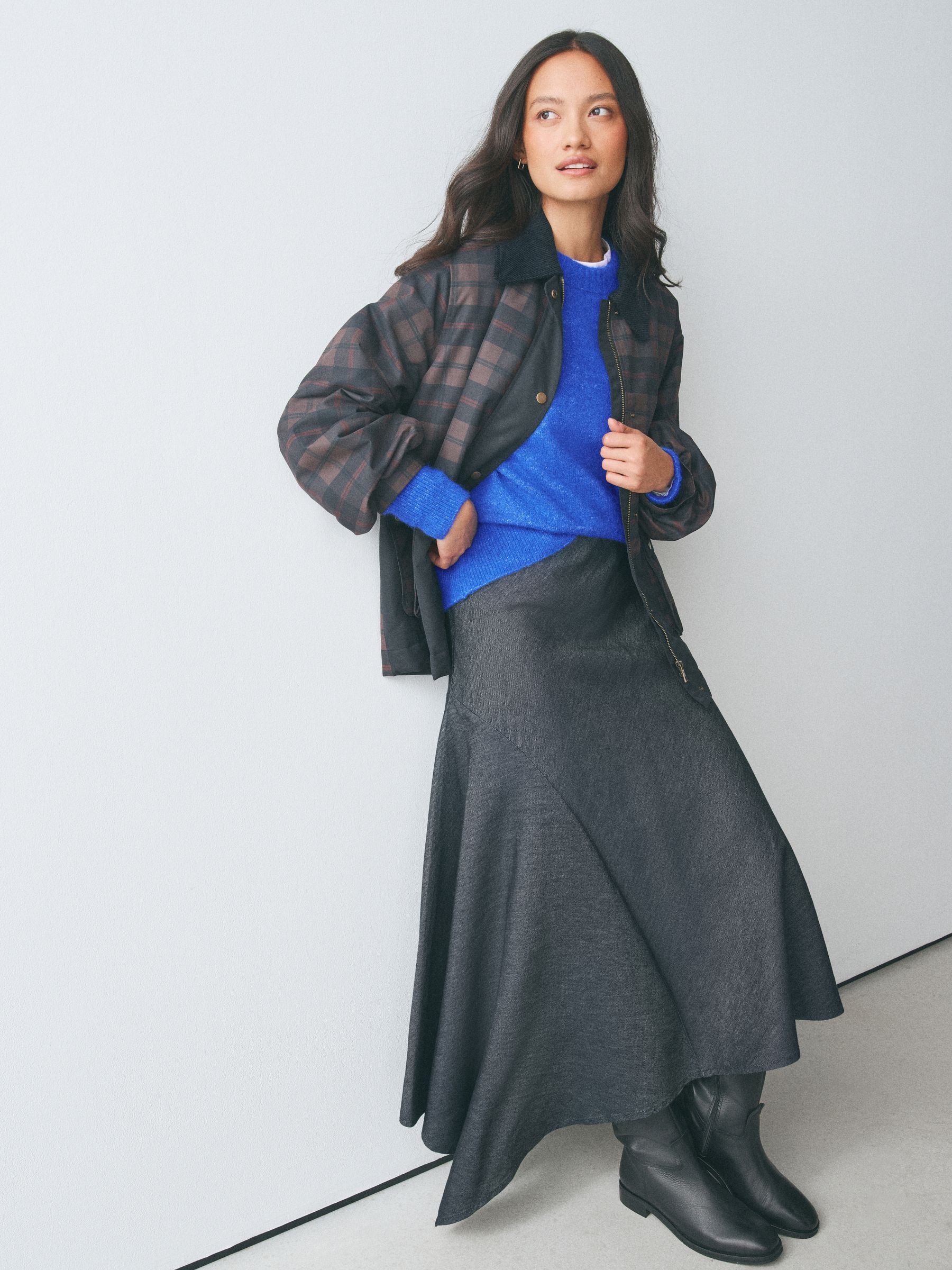 Long Sleeve Crew Neck Knitted Jumper With Wool - Cobalt Blue - Regular - SIP Worn