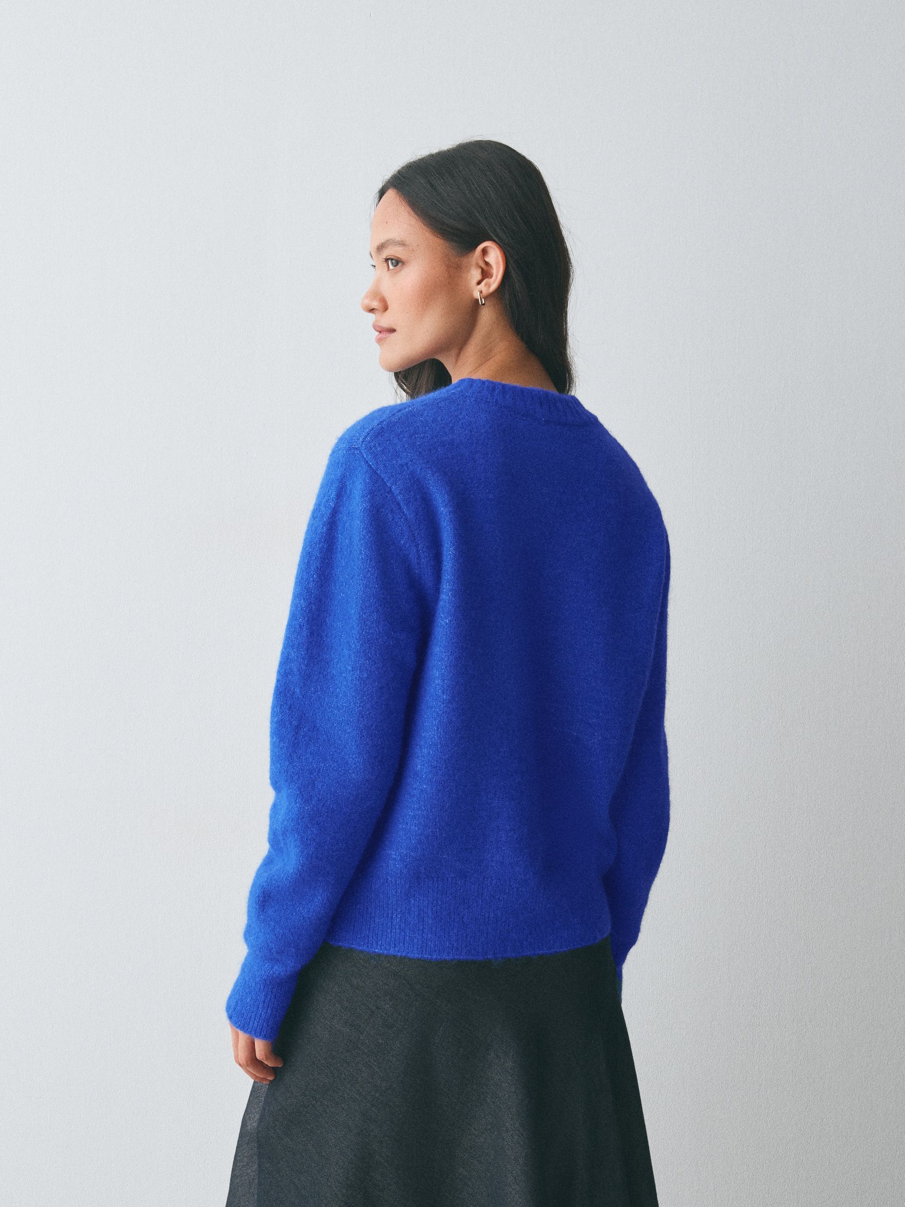 Long Sleeve Crew Neck Knitted Jumper With Wool - Cobalt Blue - Regular - SIP Worn
