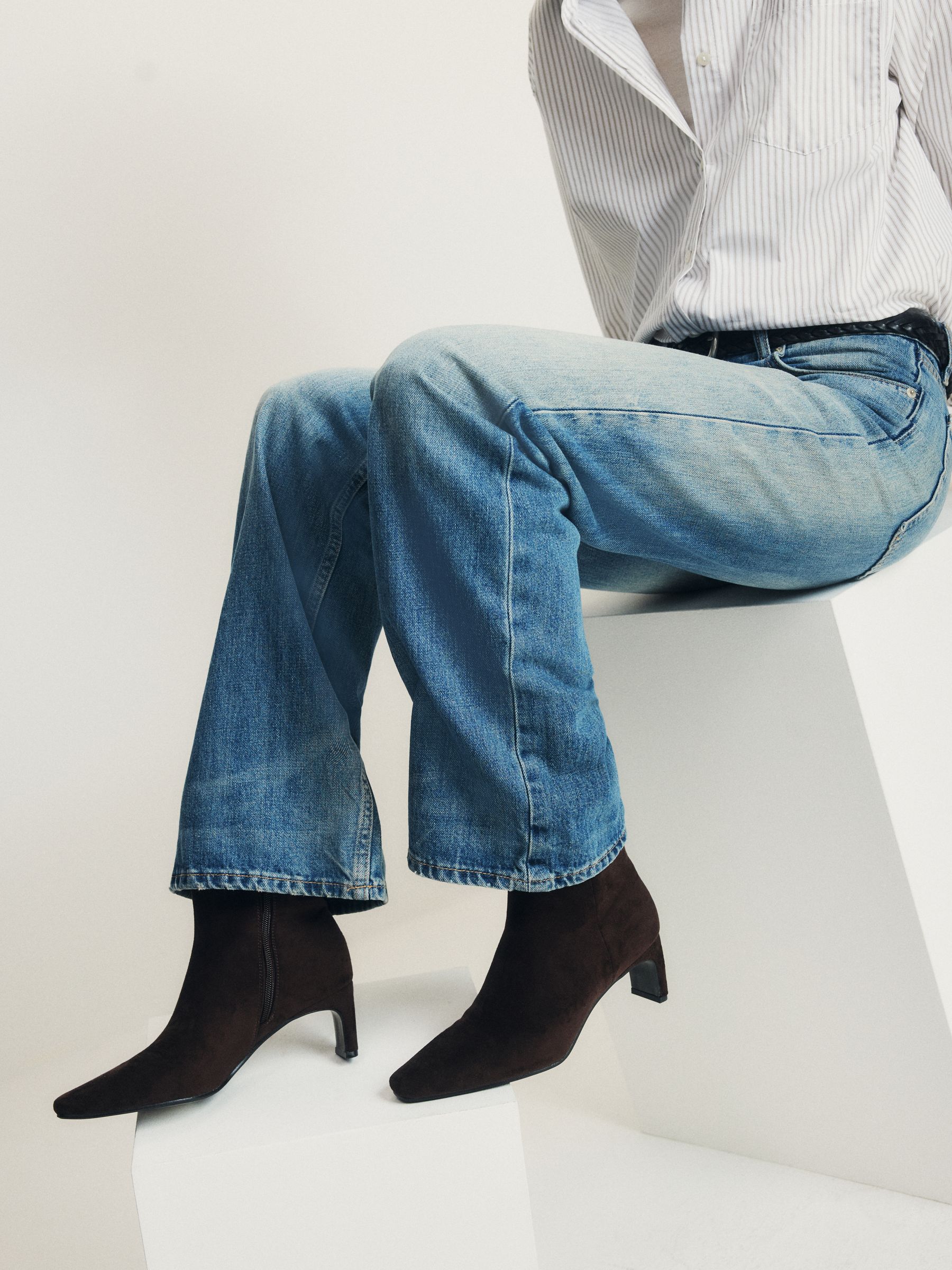 The Set Chisel Toe Heel Ankle Boots - Chocolate Brown - Regular - SIP Worn