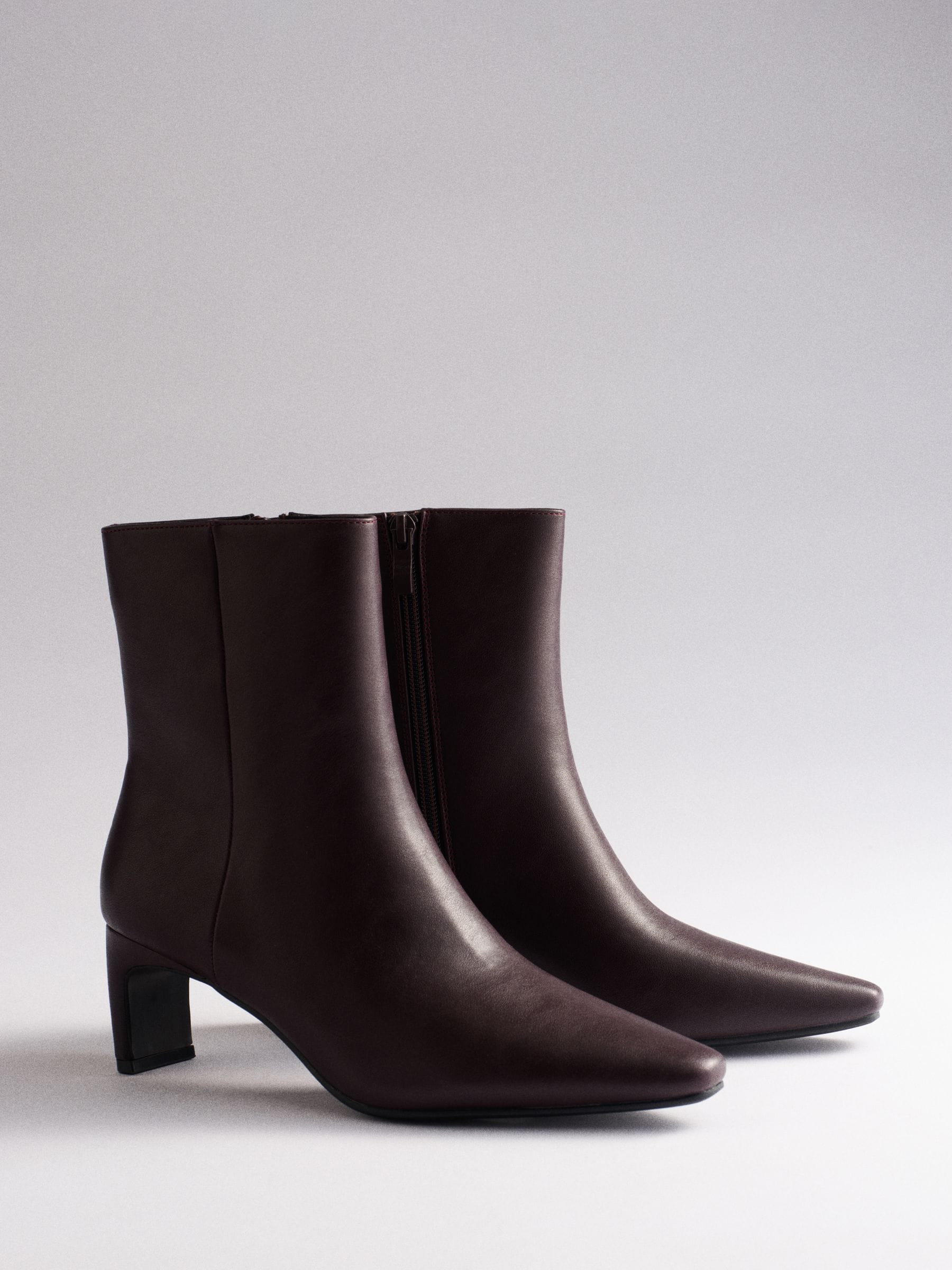 The Set Chisel Toe Heel Ankle Boots - Burgundy Red - Regular - SIP Still Life