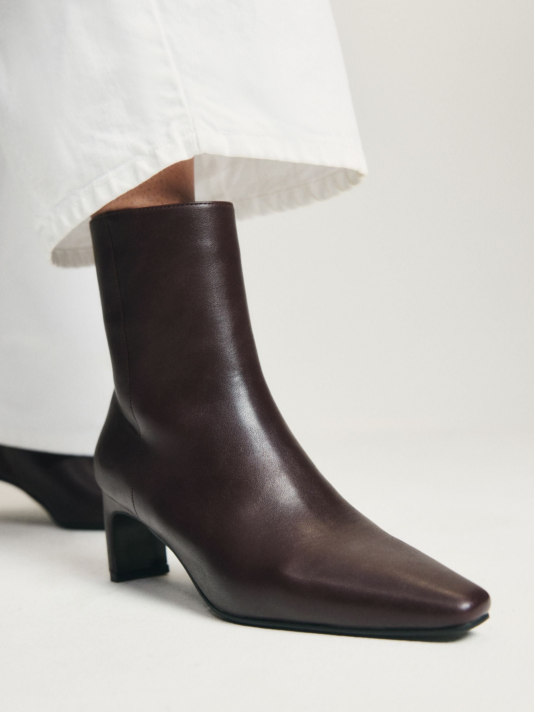 The Set Chisel Toe Heel Ankle Boots - Burgundy Red - Regular - SIP Worn